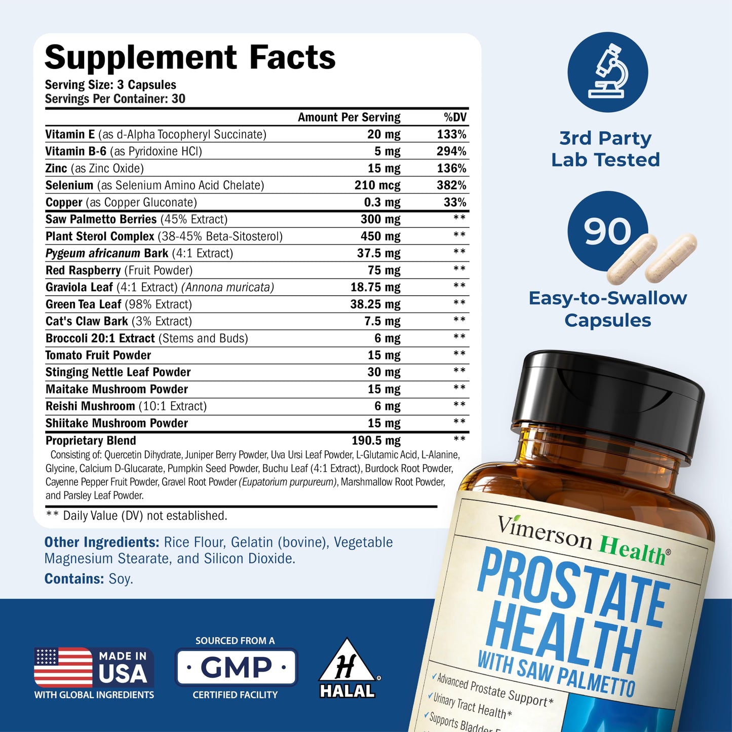 Vimerson Health Prostate Health Supplement for Men with Saw Palmetto Capsules, 90 Count