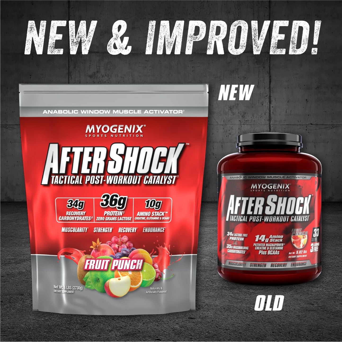 Myogenix Aftershock Post Workout Muscle Growth Whey Protein Powder, 96 Servings