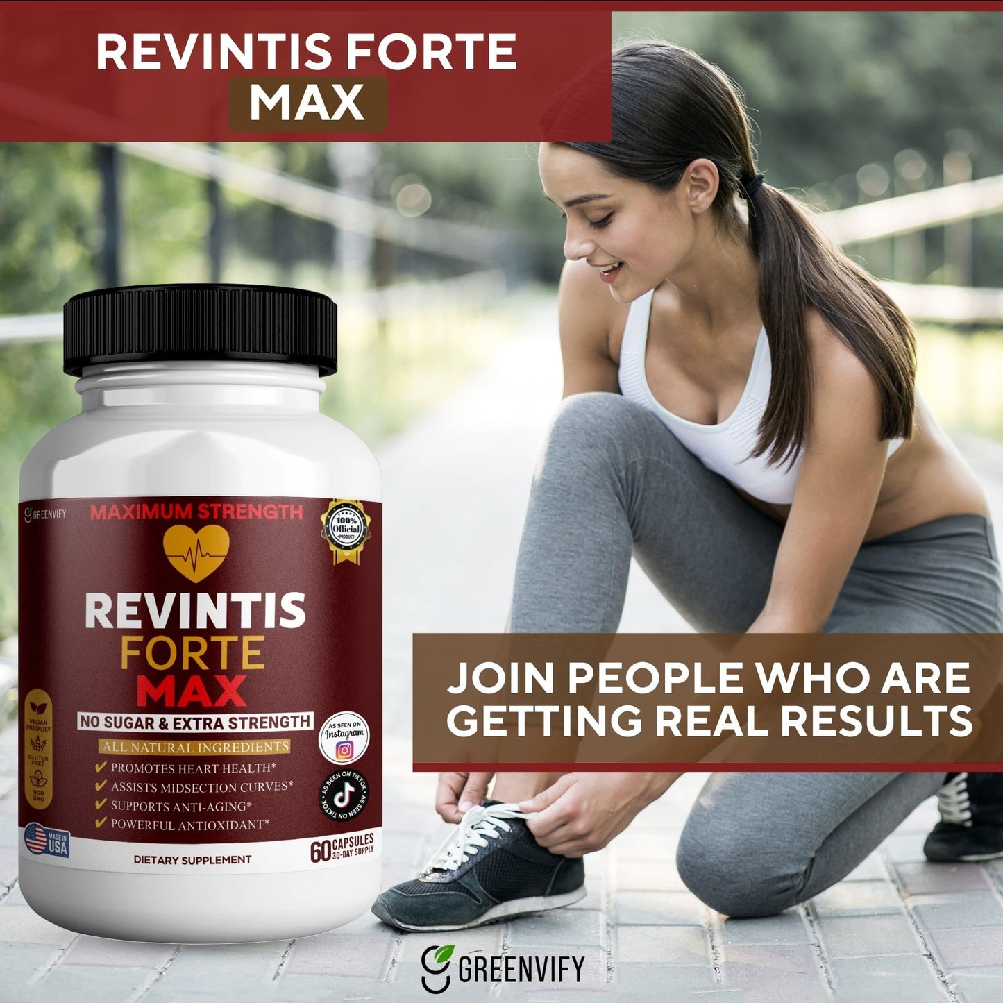 GREENVIFY Revintis Forte Max Resveratrol Supplement Maximum Strength, 60 Capsules