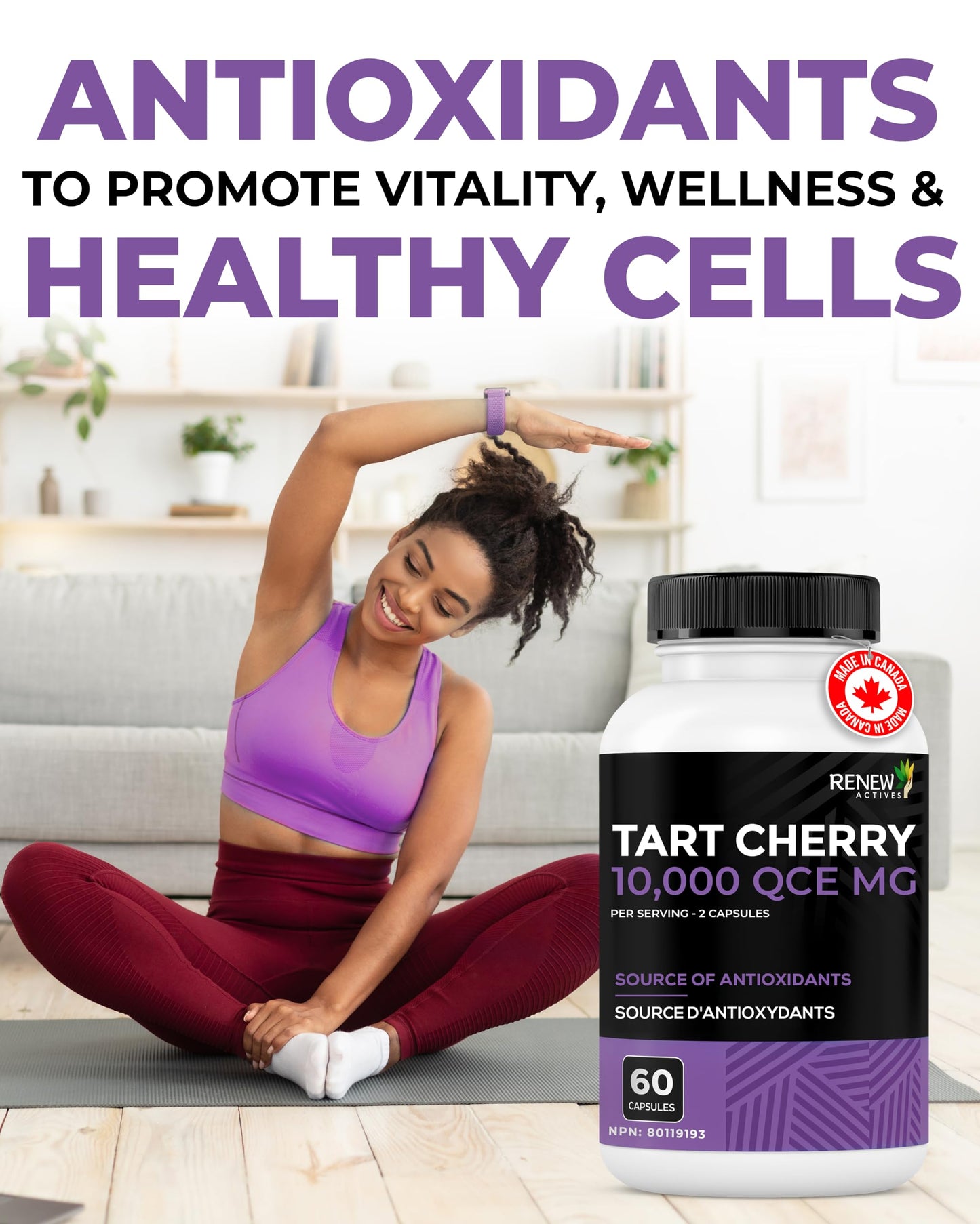Renew Actives Tart Cherry Extra 500mg per 2 Capsules Capsule 60 Count
