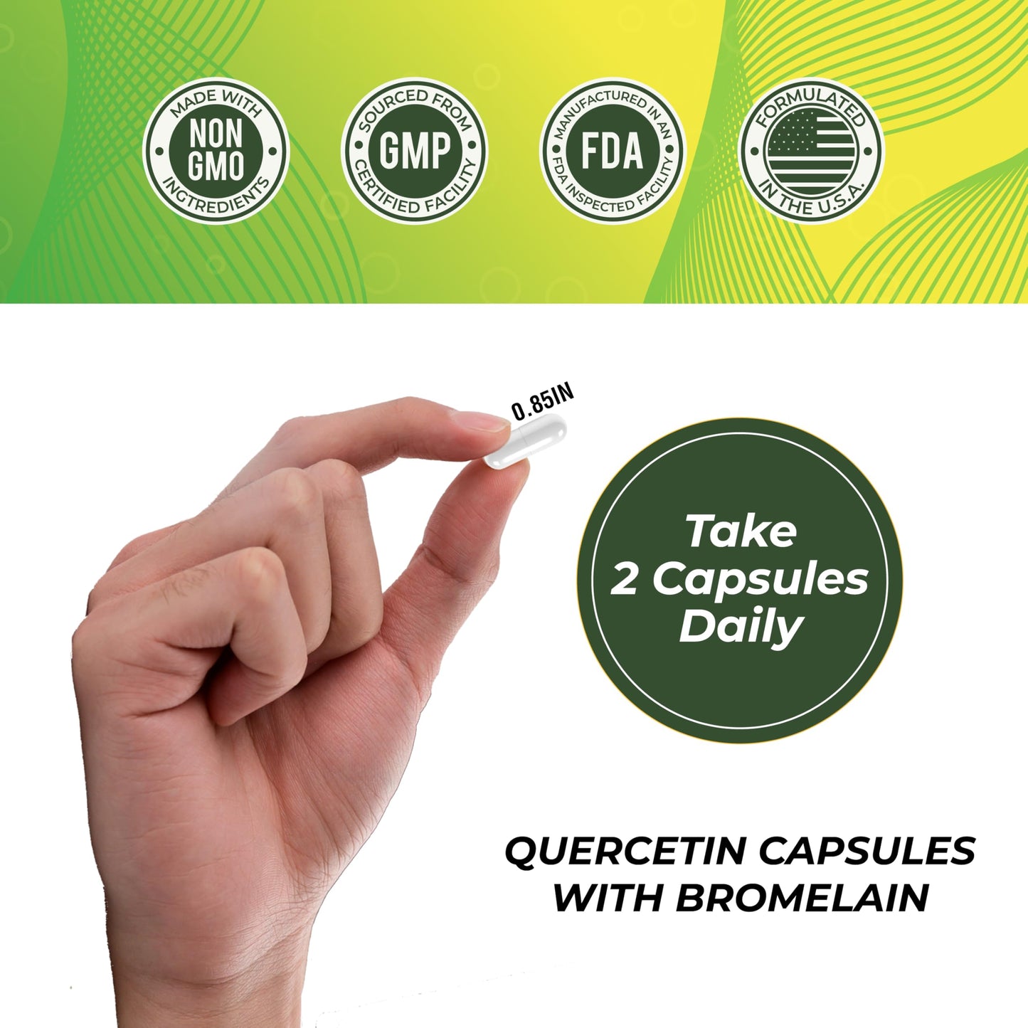 Leaping Lynx Quercetin with Bromelain – 800mg Quercetin + 165mg Bromelain, 120 Capsules