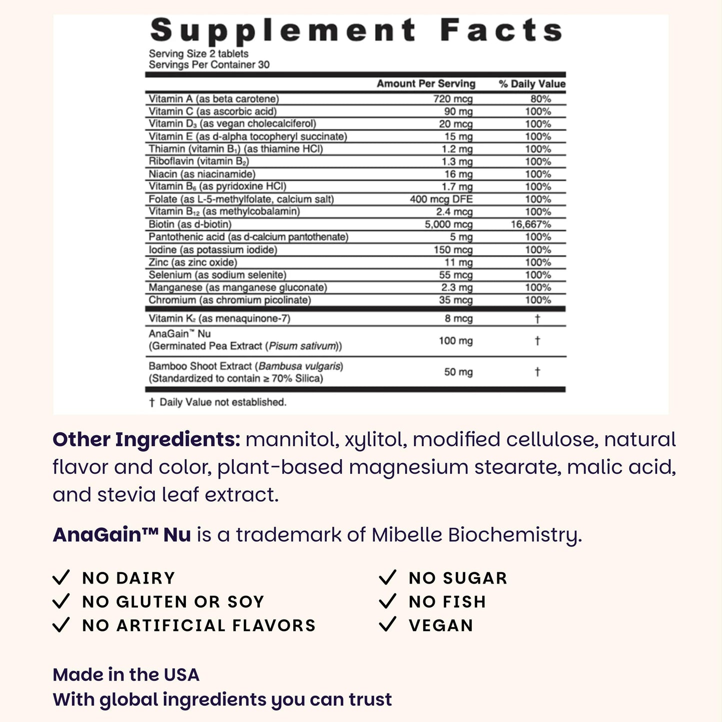 EZ Melts Women's Multi + Hair Growth - Daily Multivitamin for Women 120 Dissolvable Tablets