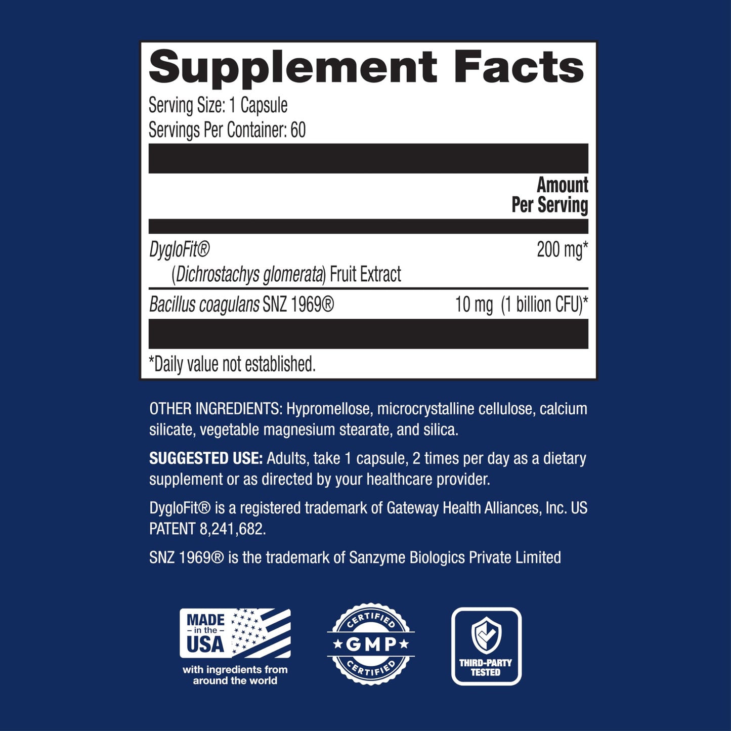 Bariatric Choice GLP-1 Supplement + Probiotics DygloFit® & SNZ 1969 Probiotic, 60 Capsules