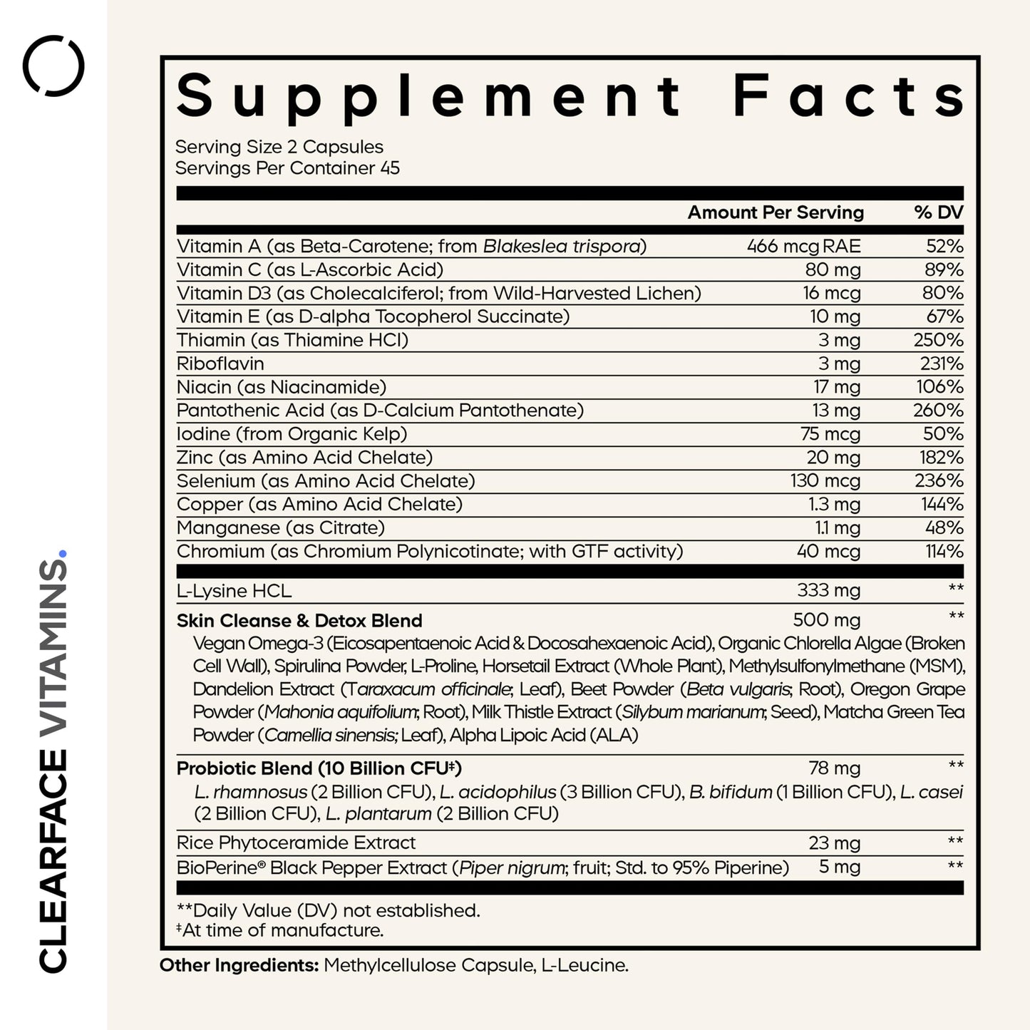 Codeage Clearface Pantothenic Acid, Niacin Supplement Capsules, 90 Capsules