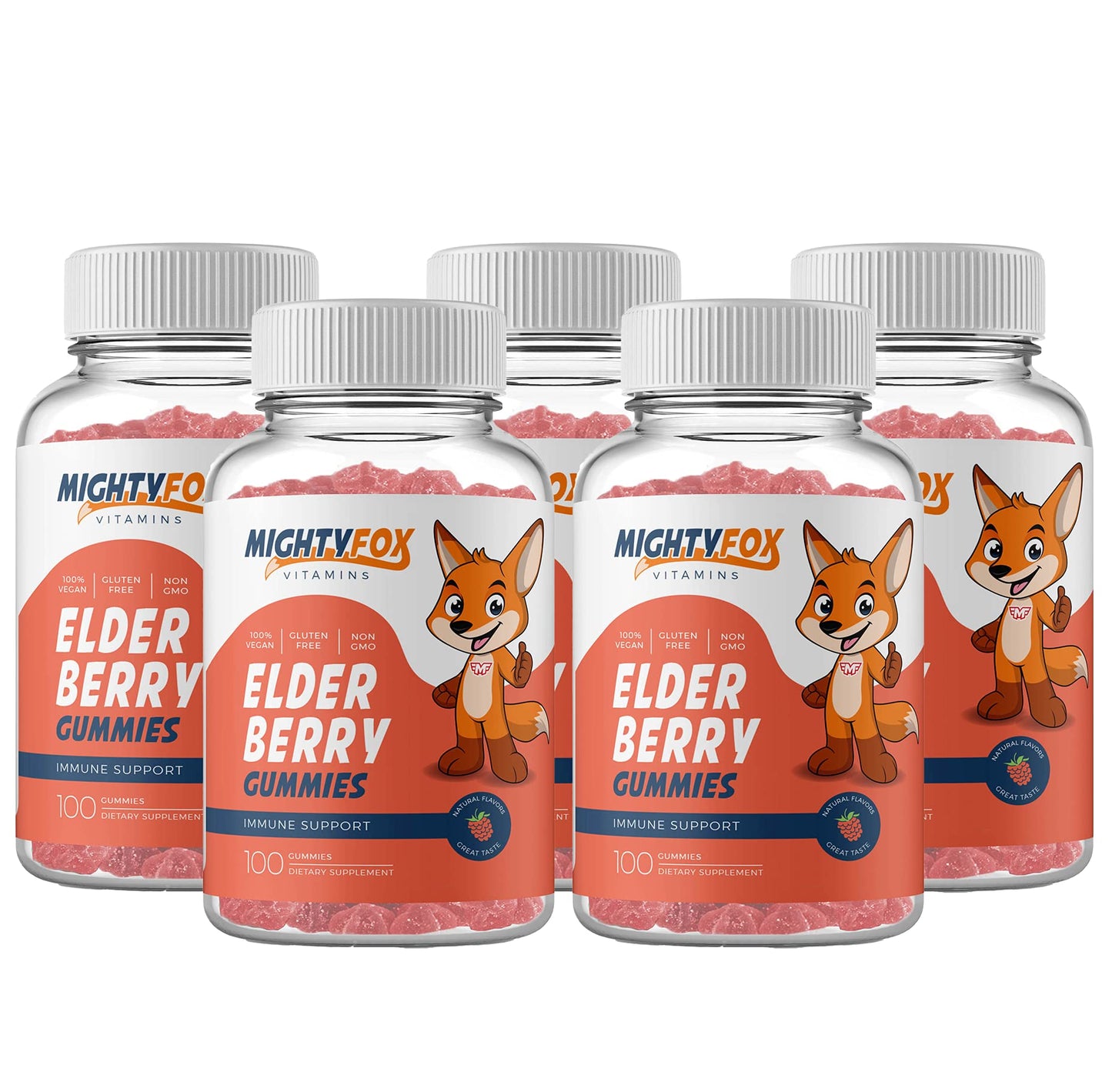 MIGHTY FOX VITAMINS Elderberry Gummies Chewable 100 Count