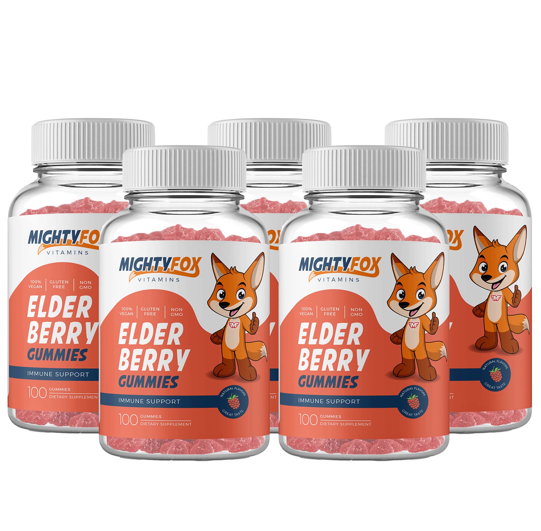 MIGHTY FOX VITAMINS Elderberry Gummies Chewable 100 Count