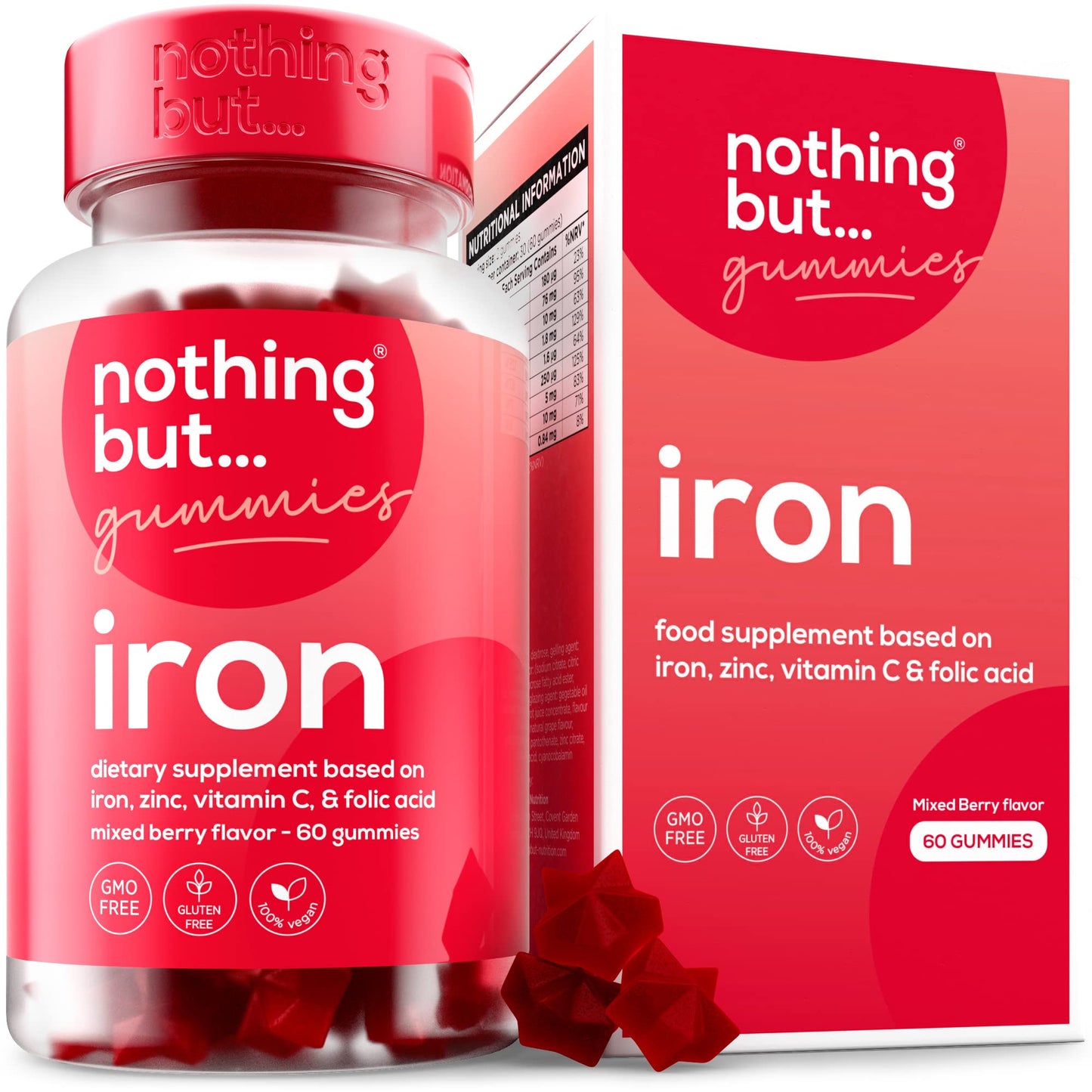 nothing BUT nutrition Women & Men Natural Iron Supplement Gummy 60 Count