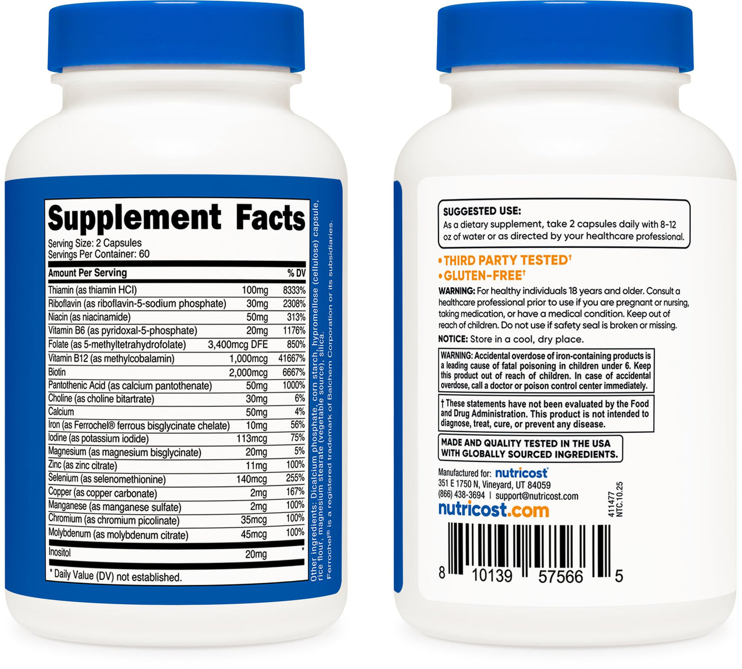 Nutricost Methylated Vitamin B Complex Capsules 120 Count