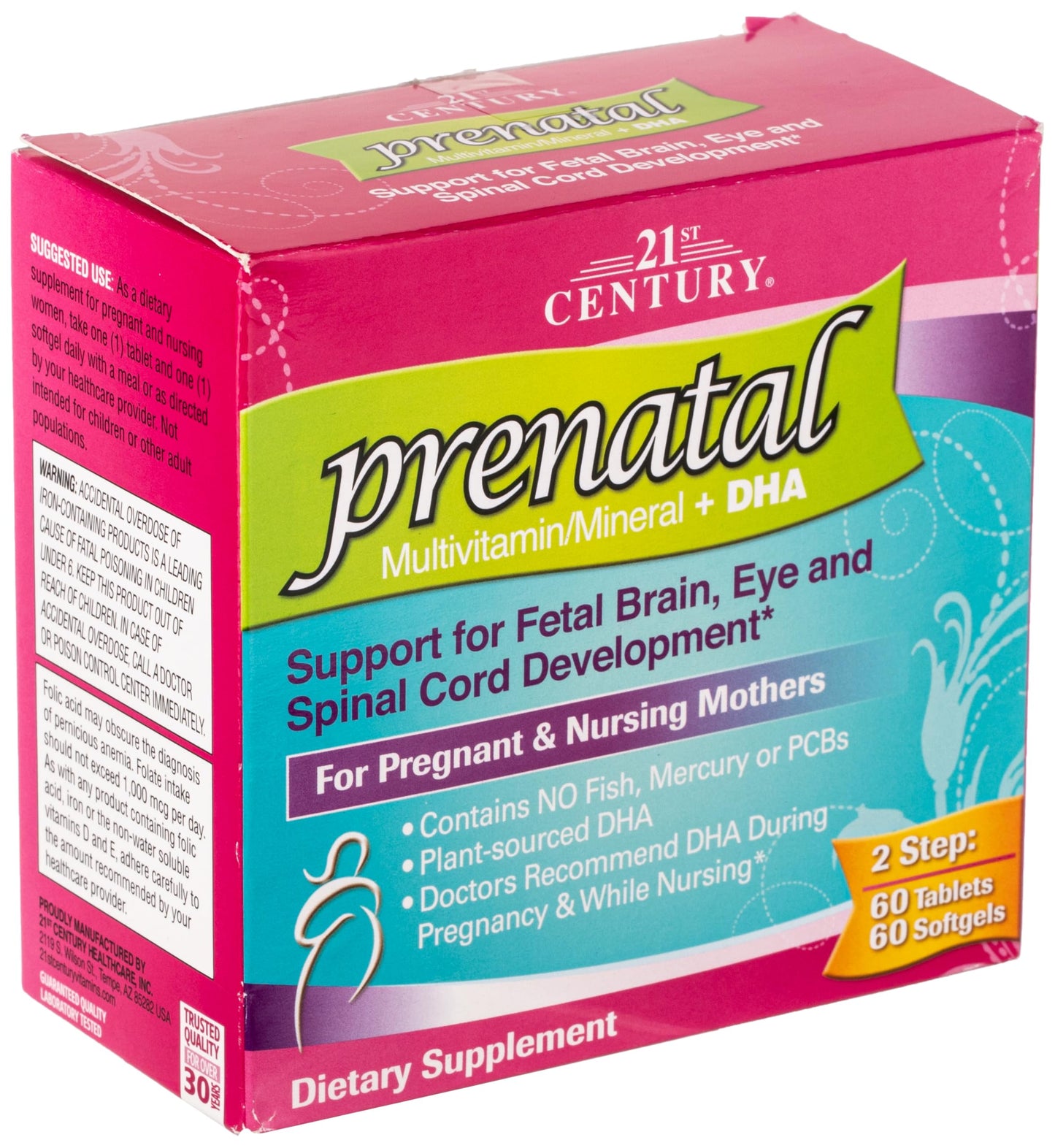 21st Century Prenatal Multivitamin + DHA 60 Tablets and 60 Softgels Kit, 180 Count