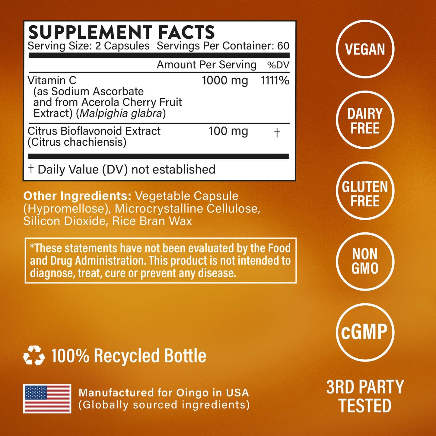Oingo Vitamin C 1000mg Capsule, 120 Veggie Caps