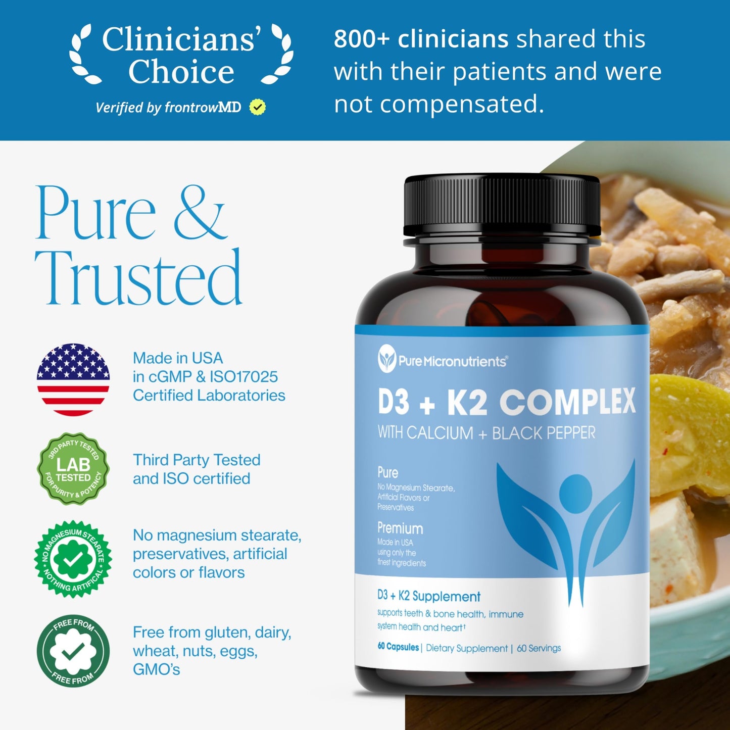 Pure Micronutrients Vitamin D3 K2 Supplement Capsule, 60 Capsules