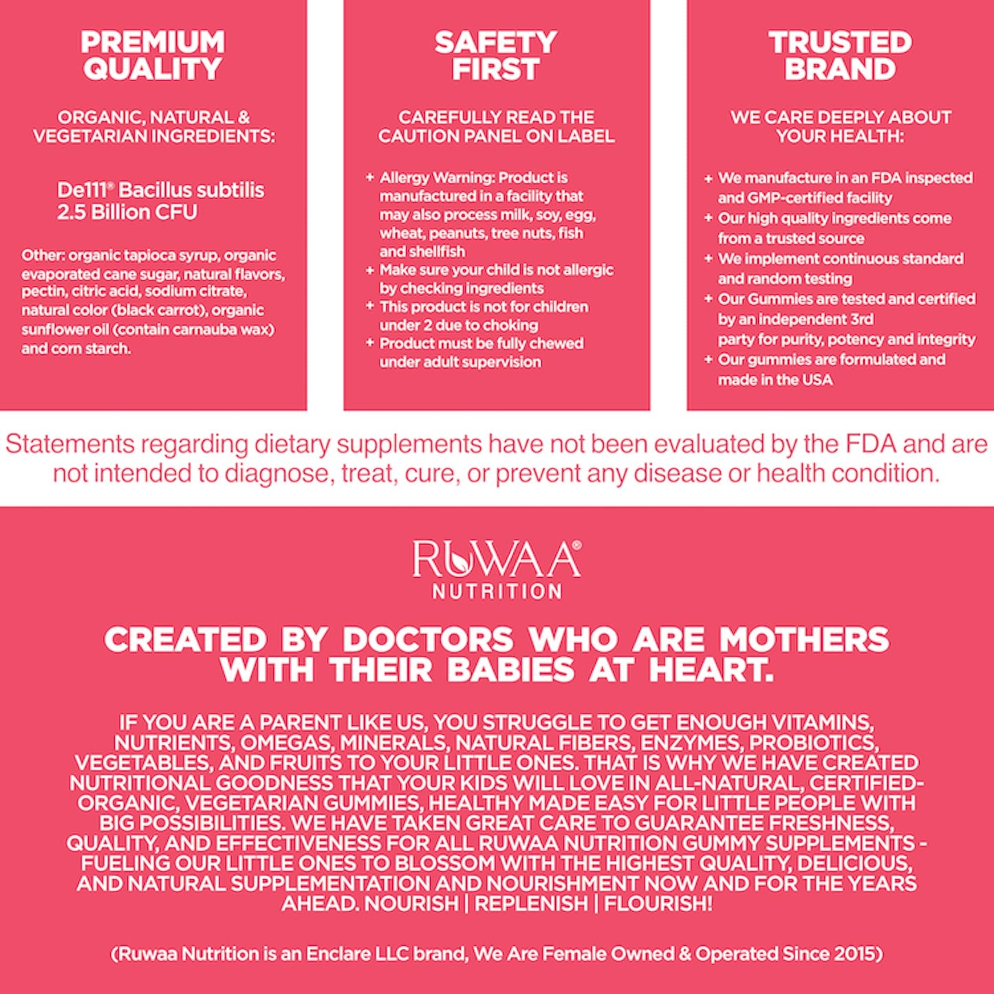 RUWAA NUTRITION Kid Probiotic Gummies for Digestive Health, 30 Count