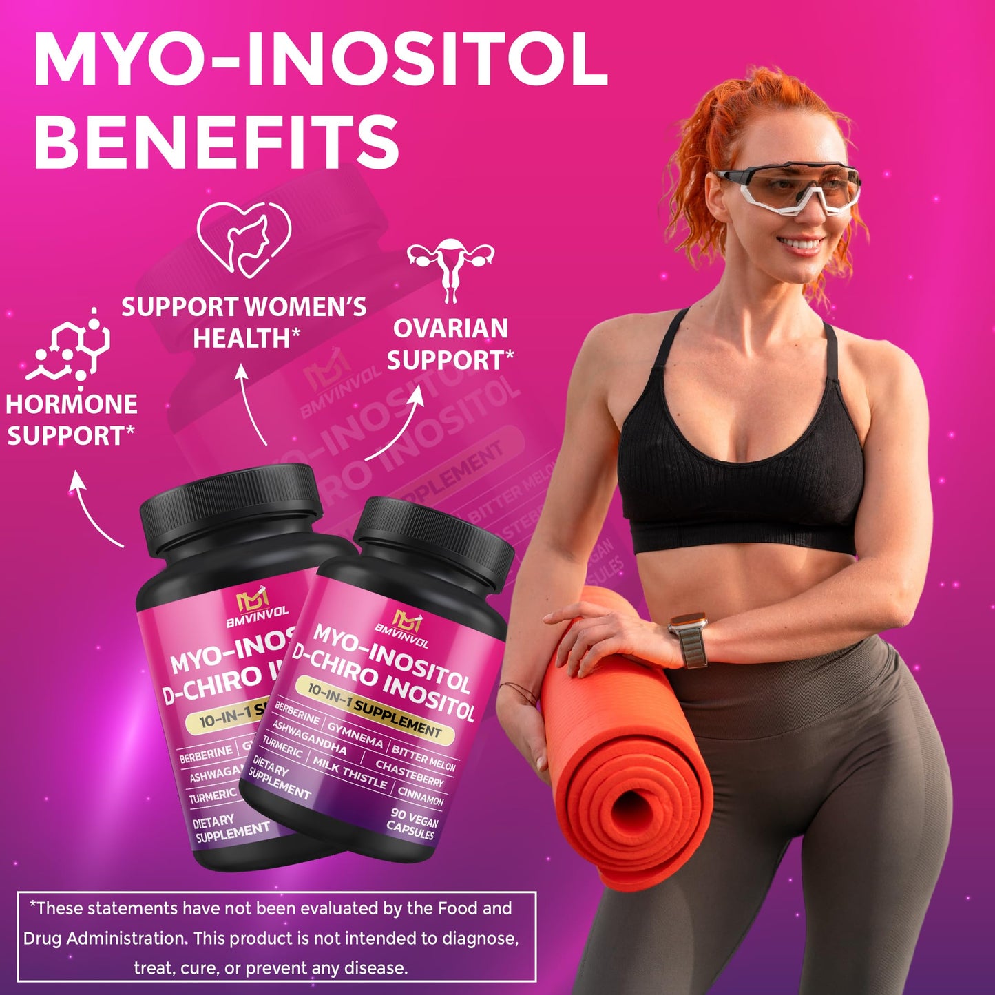 BMVINVOL Inositol Supplement - Myo-Inositol & D-Chiro Inositol 40:1 Ratio Capsules, 180-Count