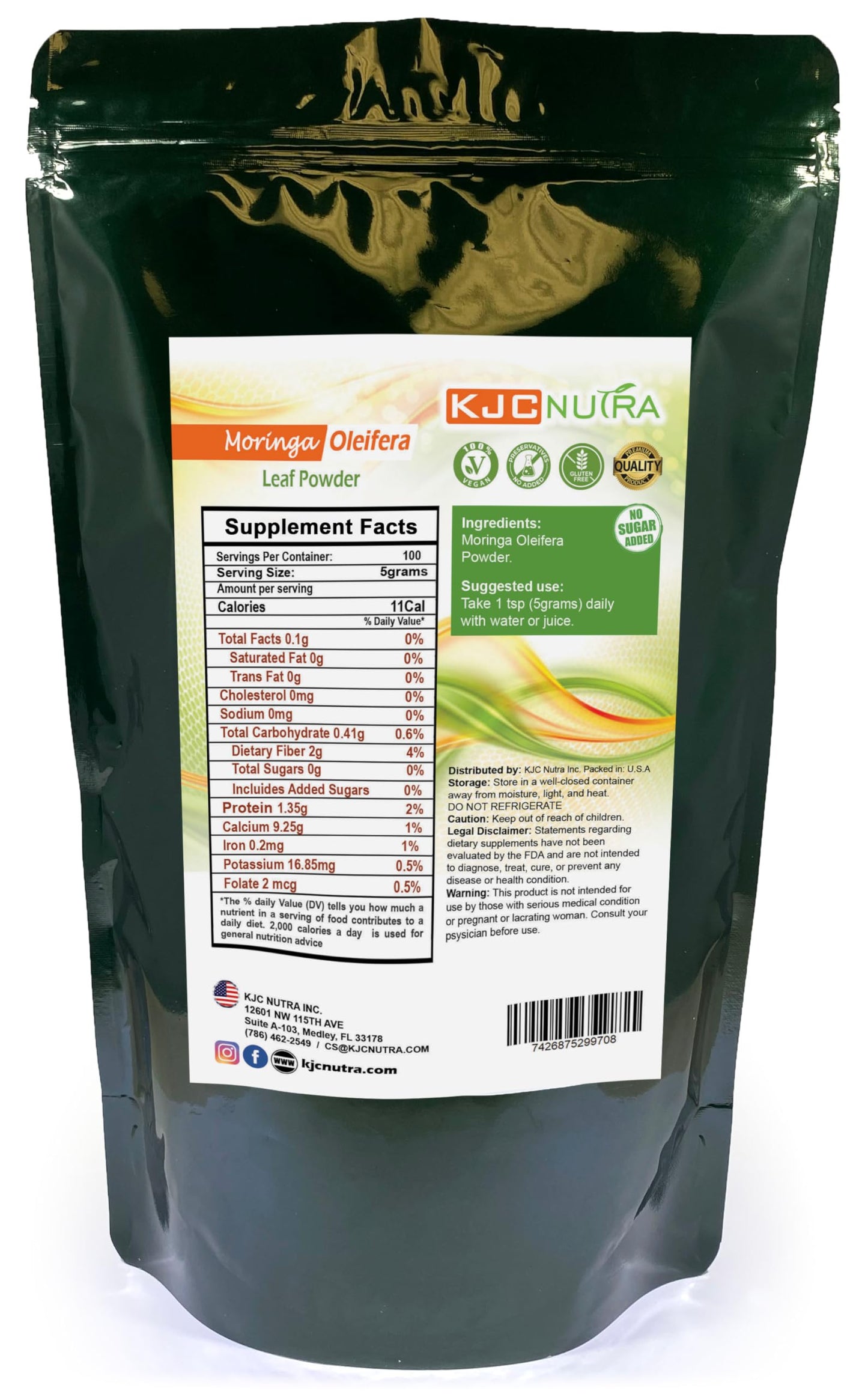 KJC Nutra Moringa Oleifera Leaf Powder 17.6 oz