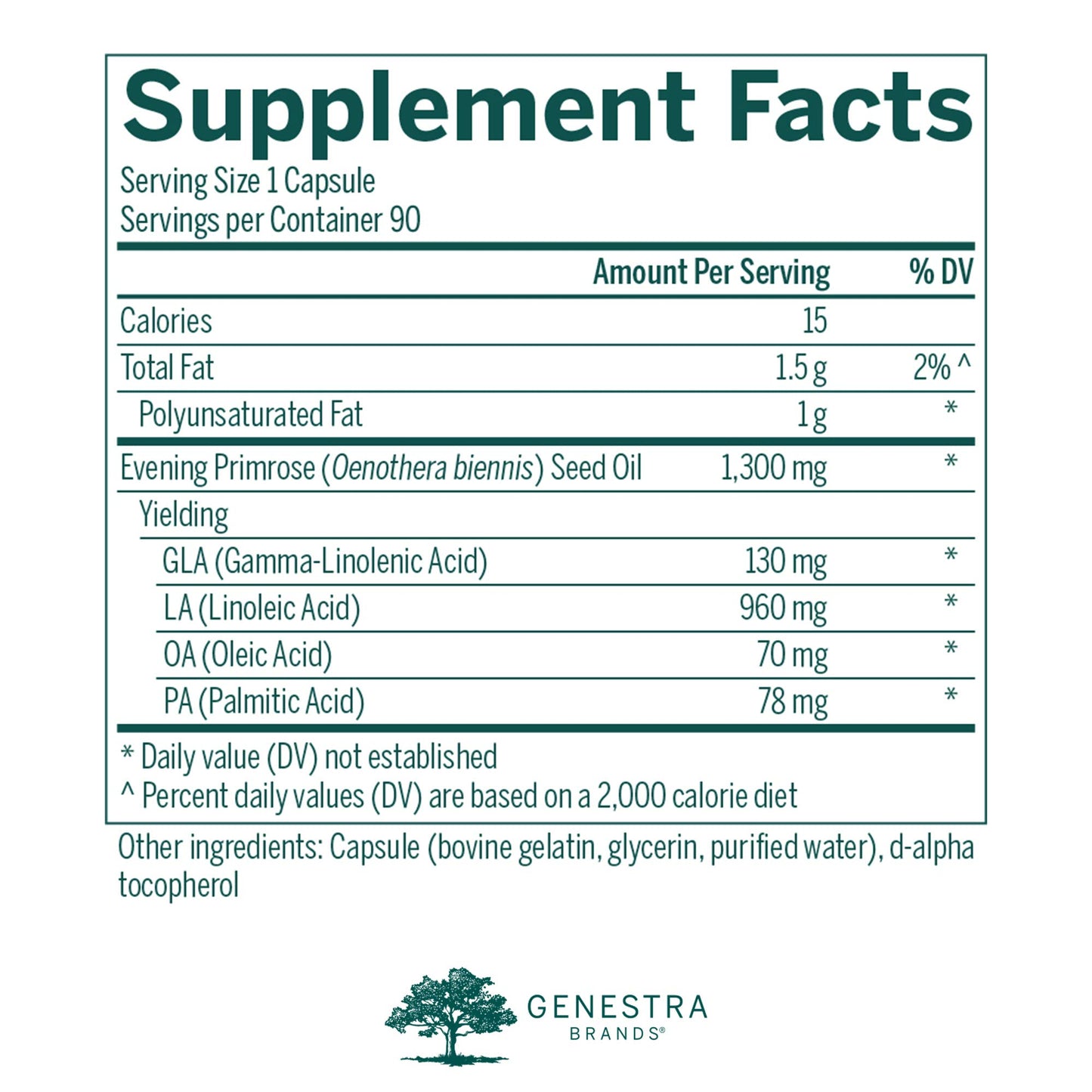 Genestra Brands GLA 130 Primrose Oil Capsules, 90 Count