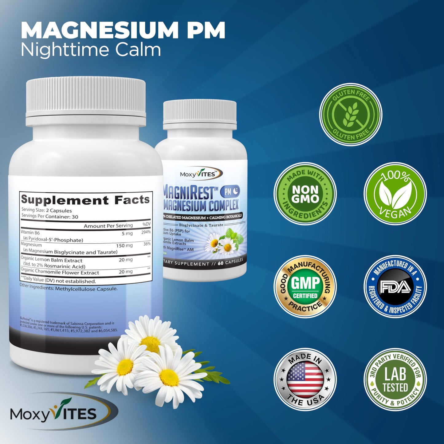 MoxyVites MagniRest PM Magnesium Complex for Women & Men 60 Capsules