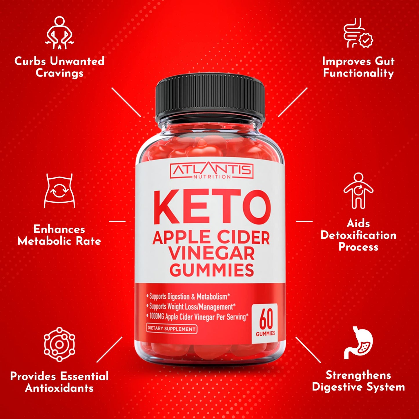 Atlantis Nutrition Keto ACV Gummies, 60 Count