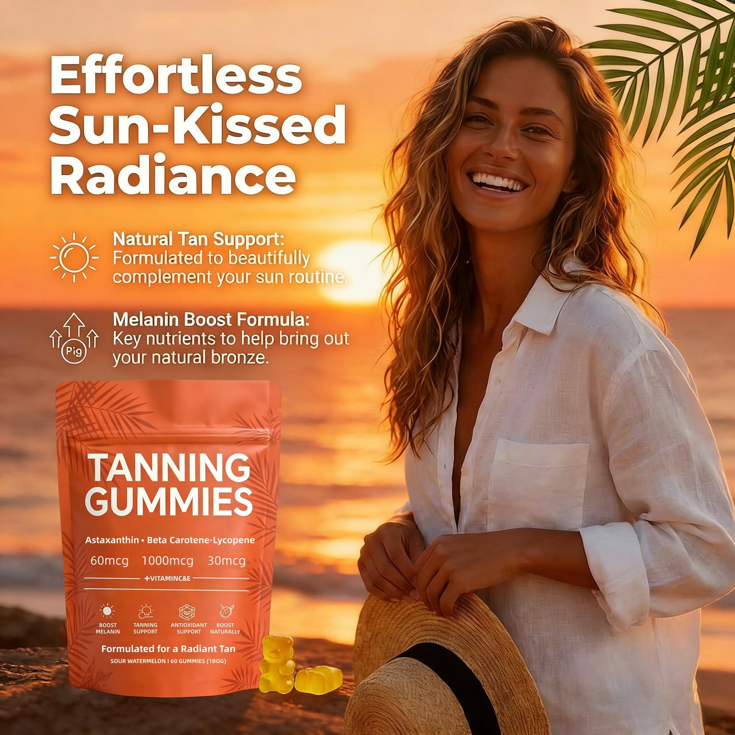 POSOJPIP Skin Tanning Gummies, 1 Count