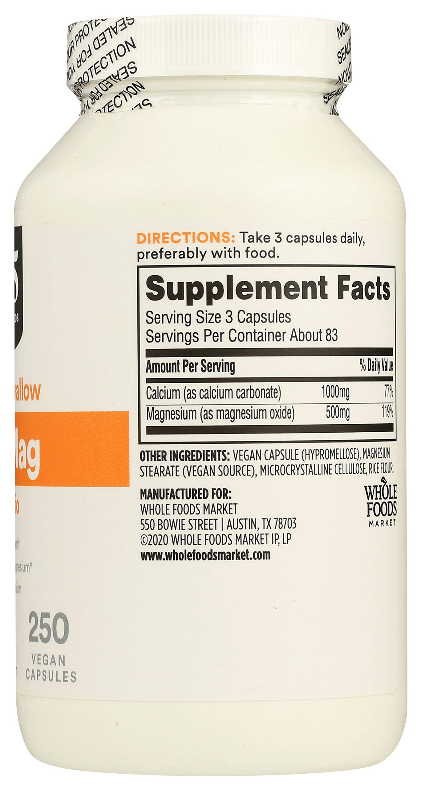 365 by Whole Foods Market Calcium 1000mg Magnesium 500mg Easy Swallow Capsule, 500 Capsules
