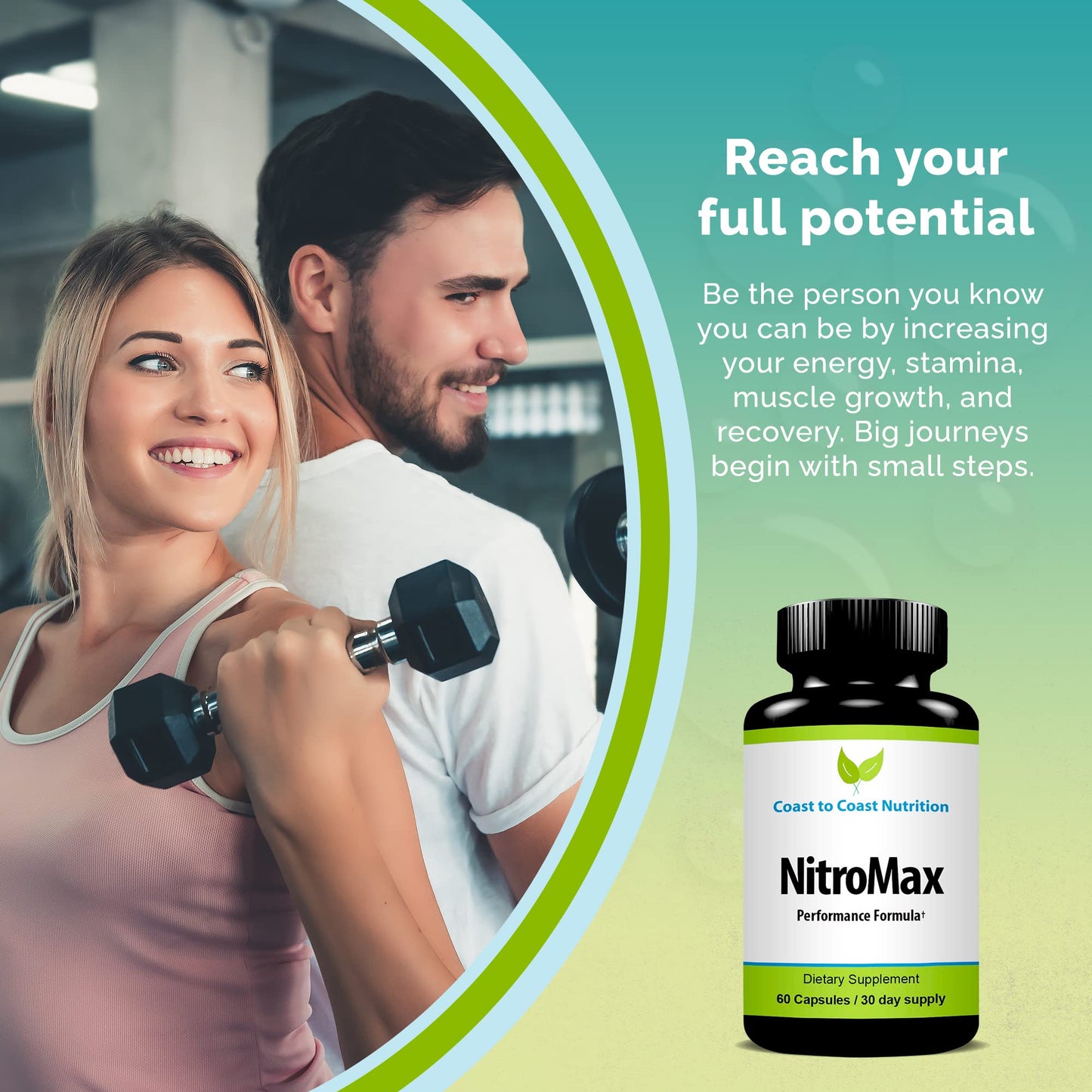 Coast to Coast Nutrition NitroMax Performance Formula L-Arginine Nitric Oxide Supplement, 60 Capsules