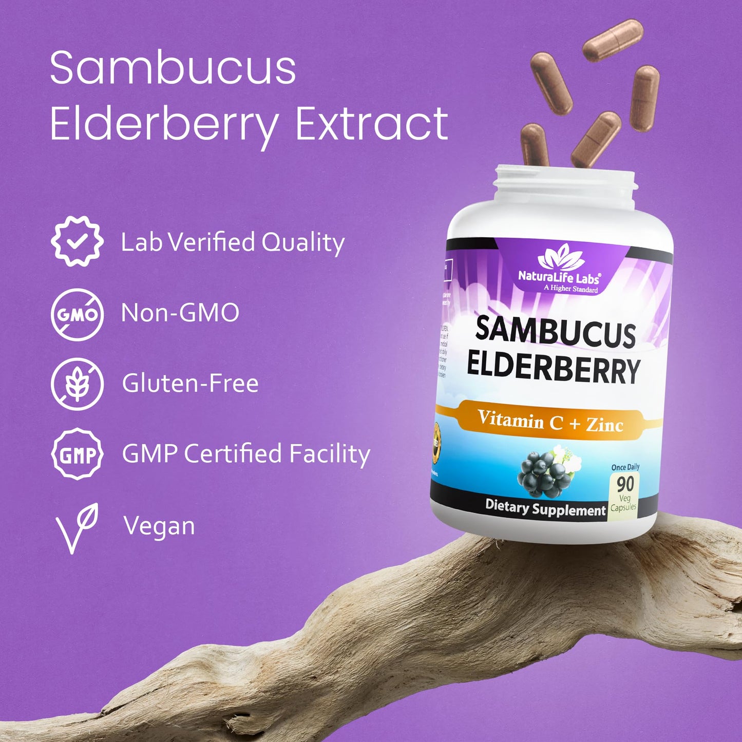 NaturaLife Labs Sambucus Elderberry 180 Capsules