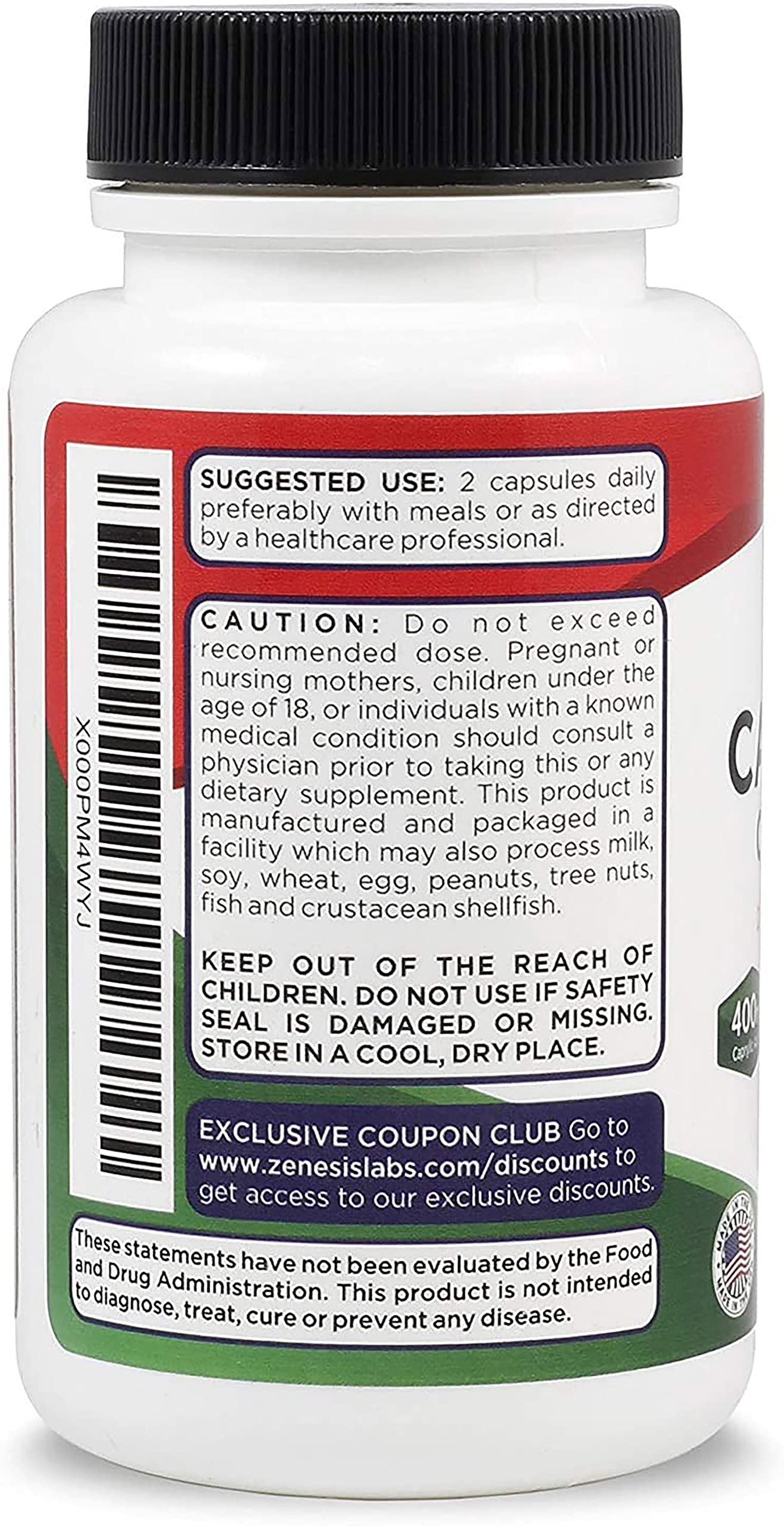 Zenesis Labs Candida Complex Cleanse Detox Caprylic Acid Supplement with Oregano Extract, Probiotics, Enzymes 180 Capsules