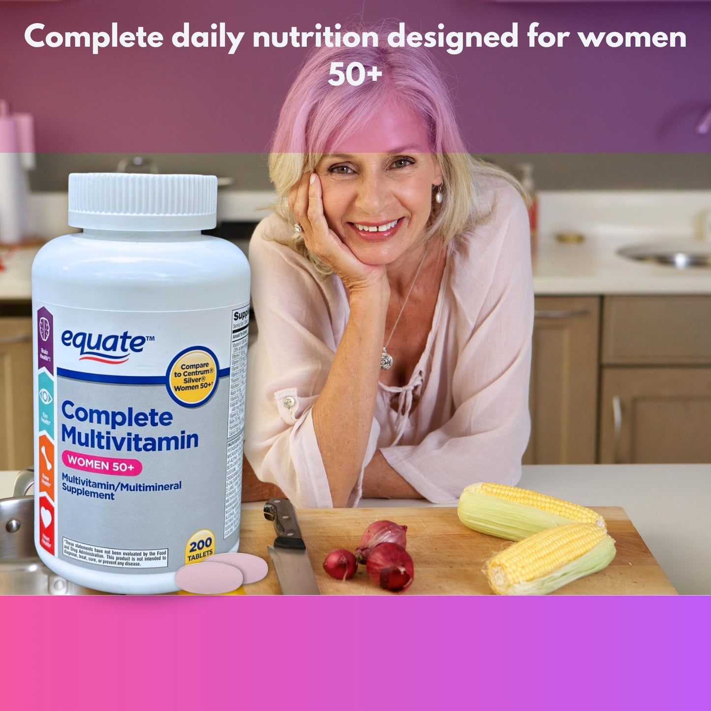 FUSION SHOP STORE Multivitamin Multimineral Women 50 Plus Tablets, 200 Count