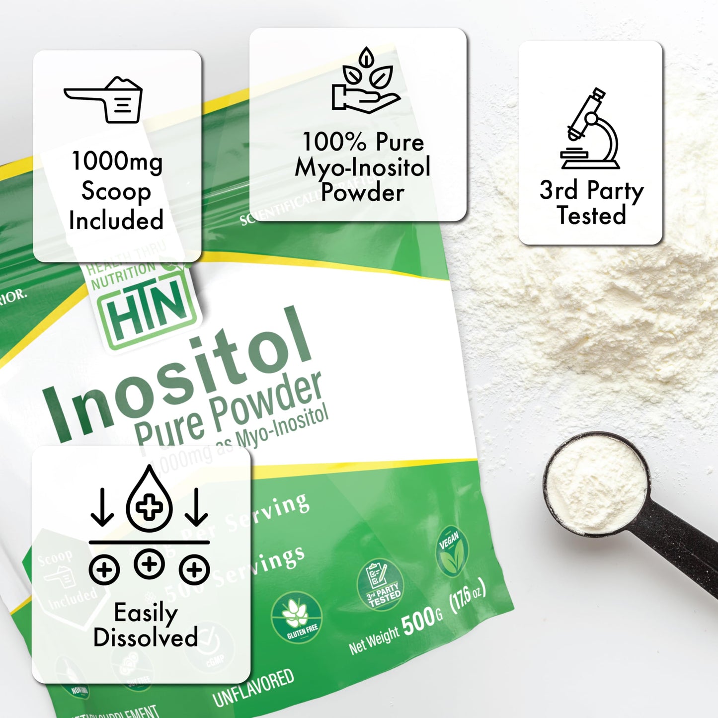Health Thru Nutrition Inositol Powder 17.6 Ounce