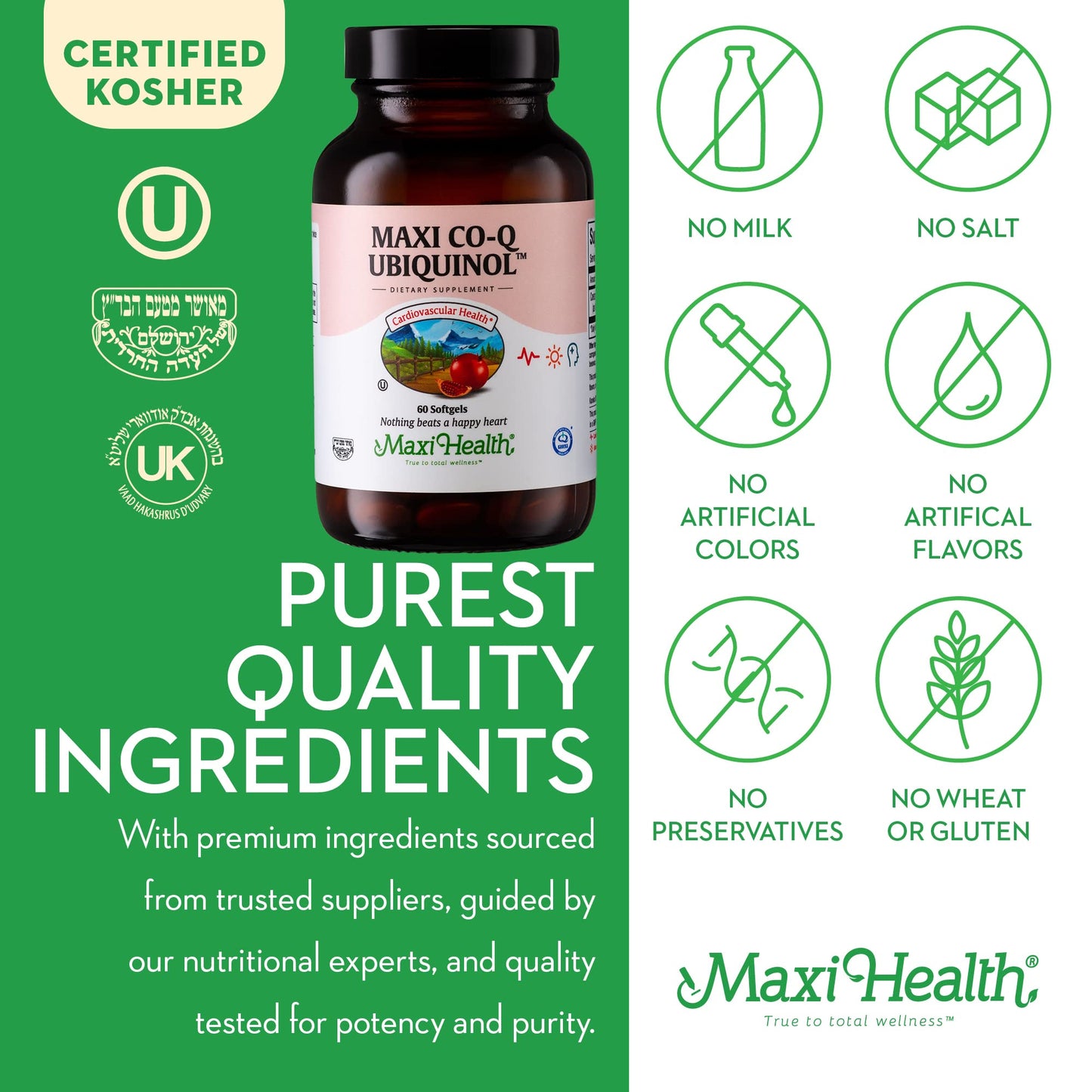 Maxi Health CoQ10 Ubiquinol 100mg Softgels, 60 Count