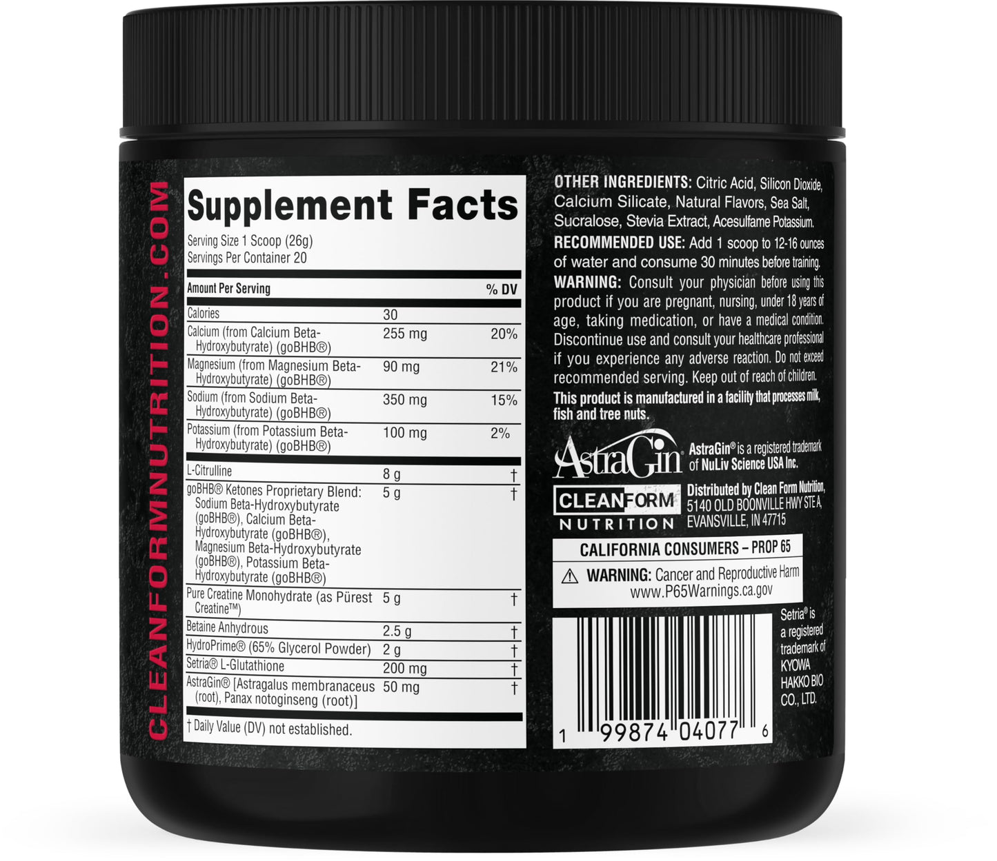 CleanForm Nutrition Birds of Prey goBHB® Caffeine-Free Pre-Workout Powder 18.3 Servings