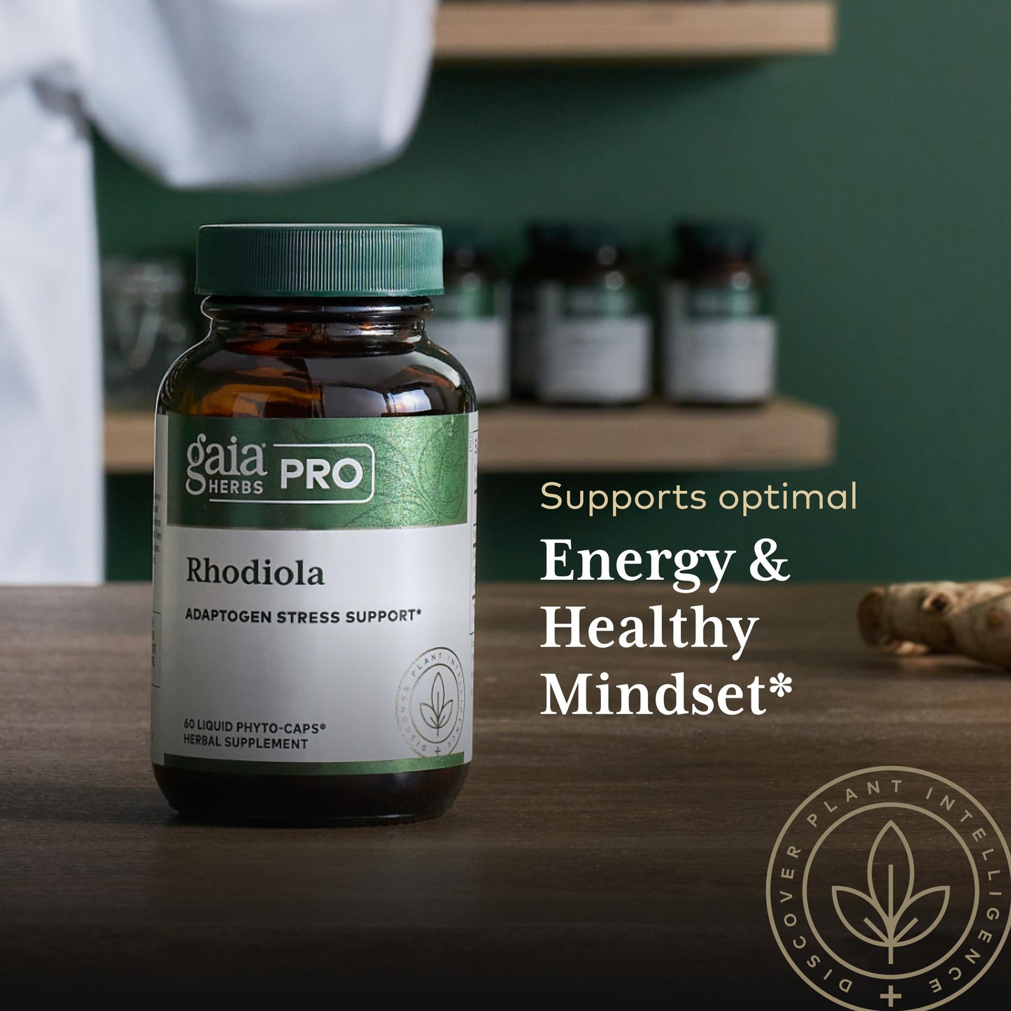 Gaia Herbs PRO Rhodiola Energy Support Adaptogen with Rhodiola Root Extract Capsule, 60 Count