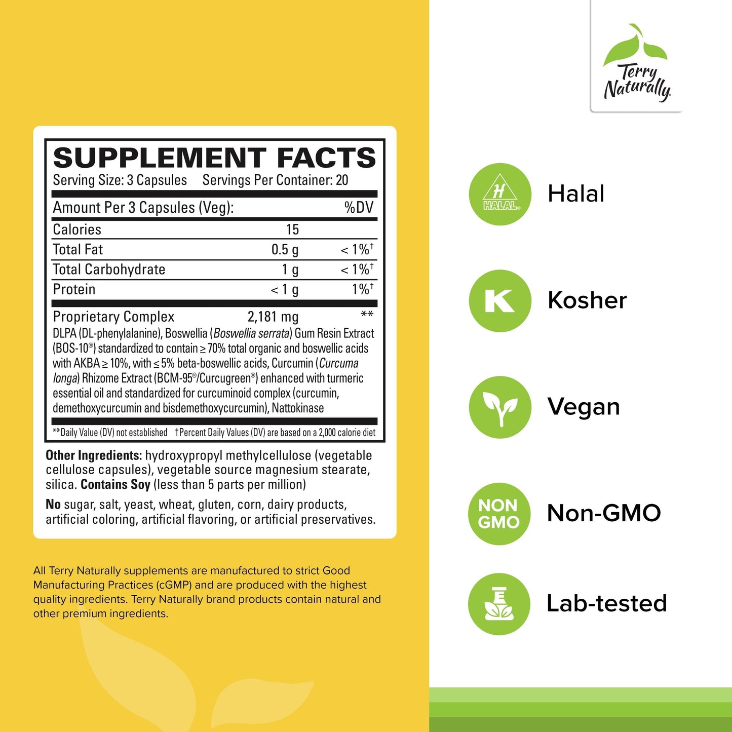 Terry Naturally Curamin Curcumin Supplement for Circulation & Endorphin Support Capsules, 60 Count