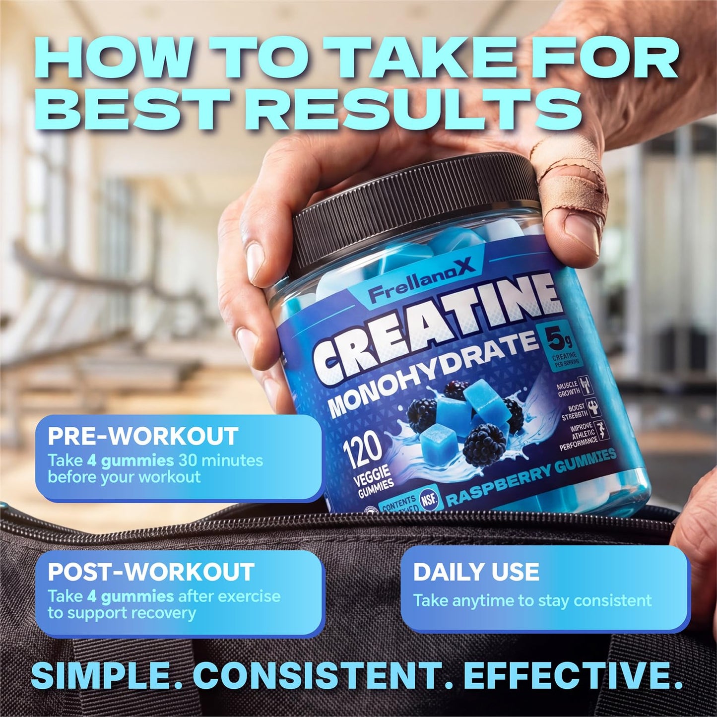 Frellanox Creatine Monohydrate Gummies 120 Count