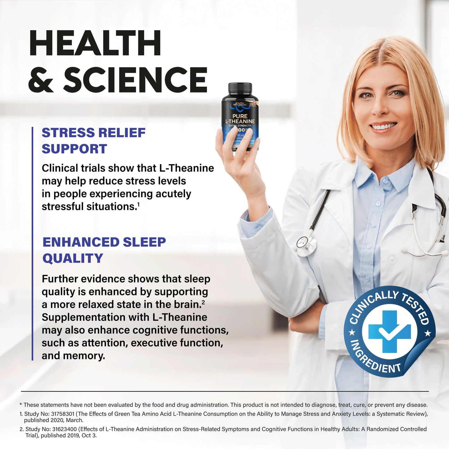 NutraHarmony L-Theanine 400 mg Capsule, 240 Capsules