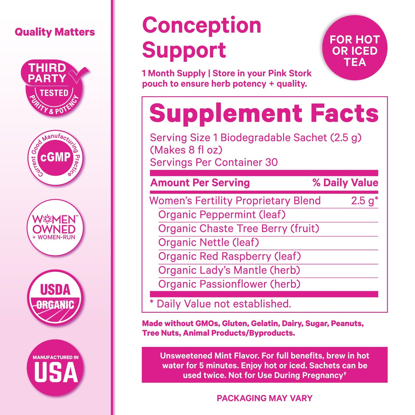 Pink Stork Fertility Bundle for Women Prenatal Vitamin Capsules 1 Count