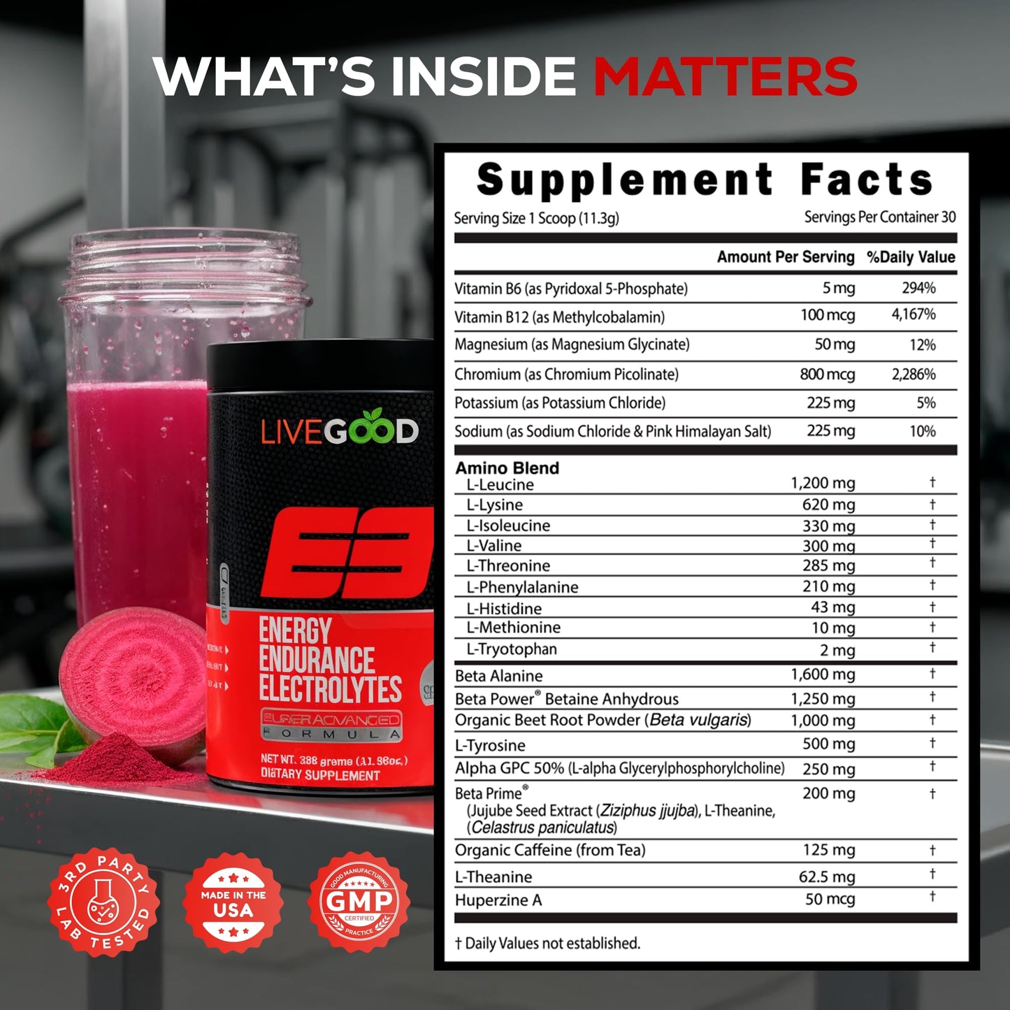 LIVEGOOD E3 Preworkout Powder, 11.96 Ounce