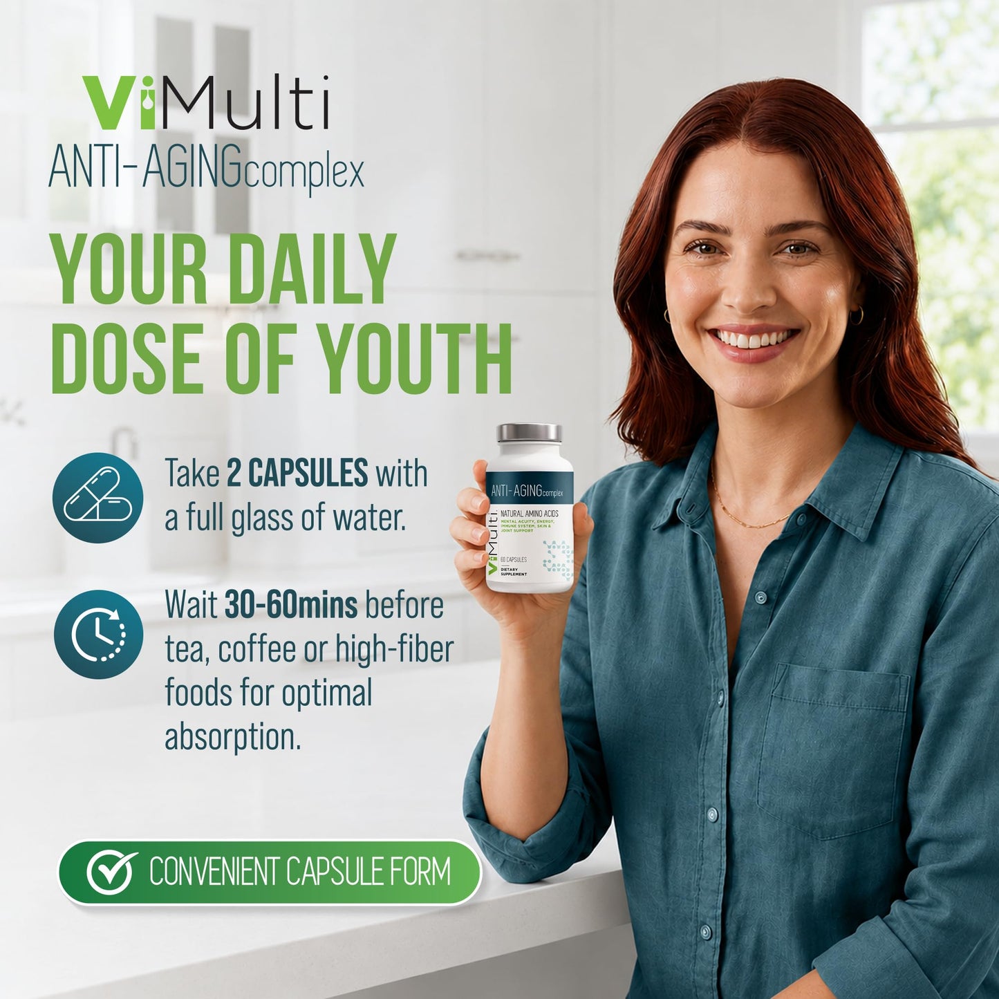 ViMulti Anti-Aging Complex Amino Acid Dietary Supplement 120 Capsules