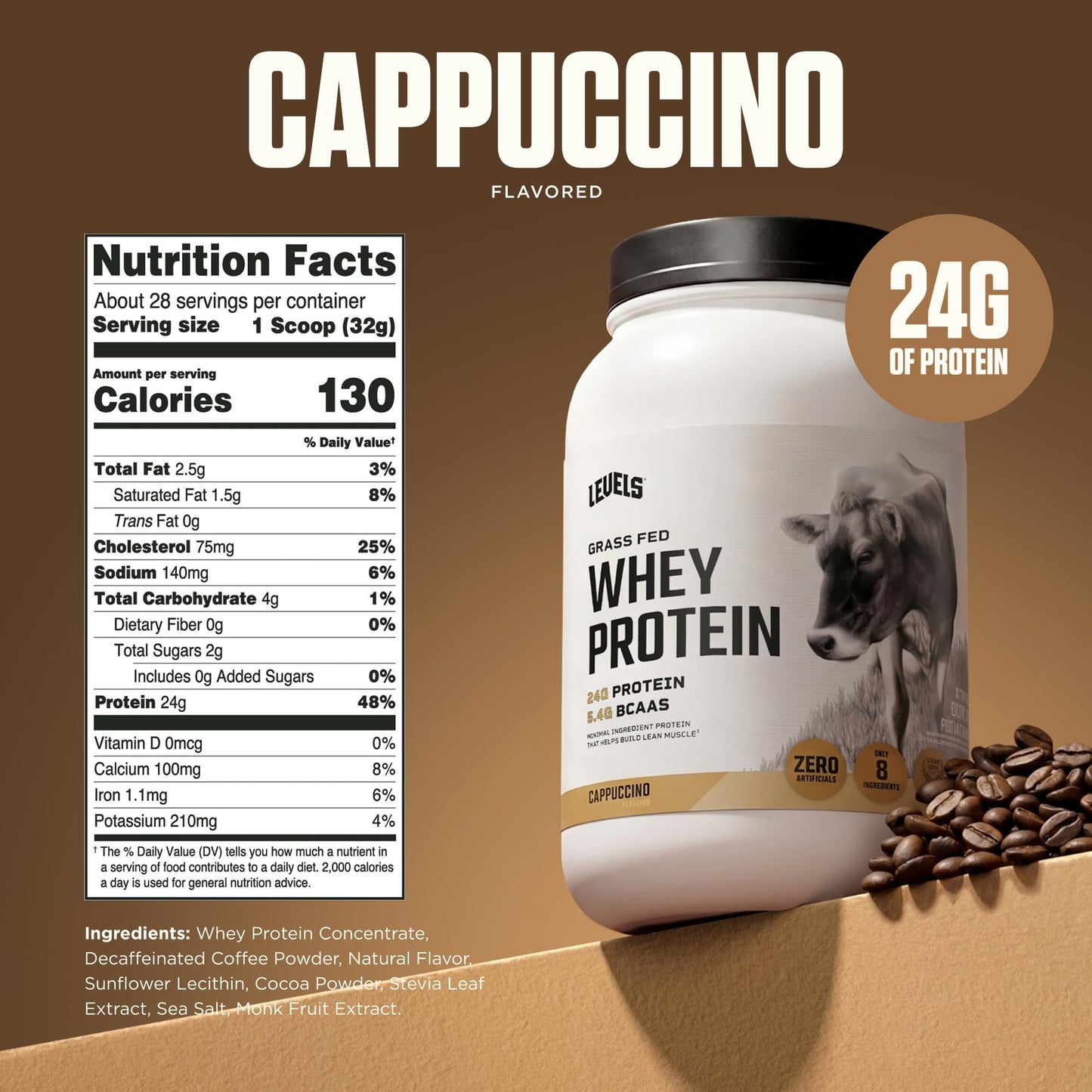 Levels Whey Protein Powder Cappuccino 32 Servings