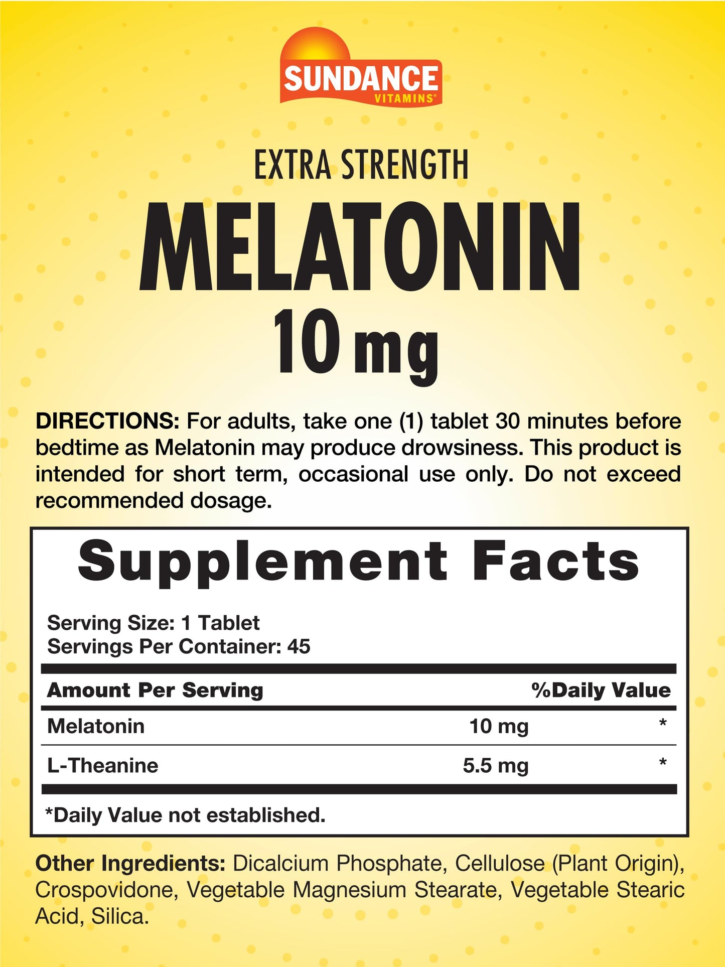 Sundance Melatonin 10mg Tablets, 45 Count