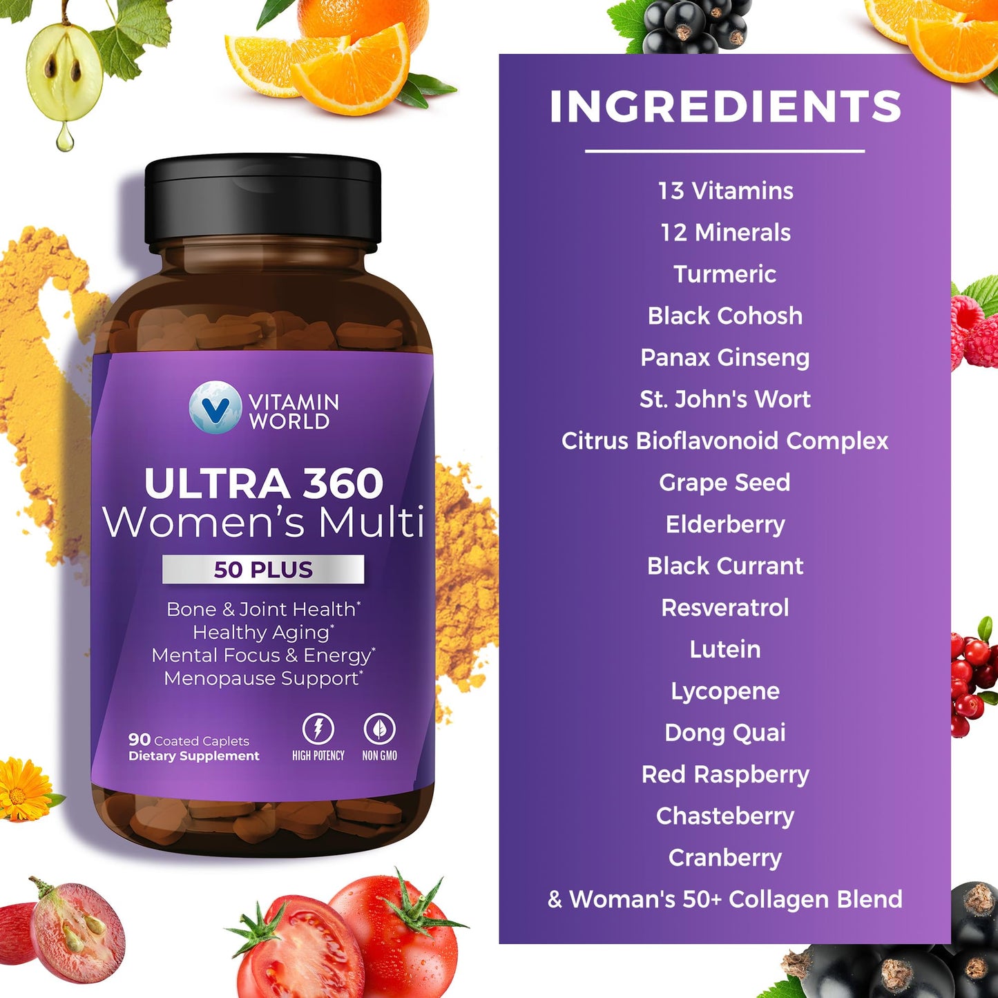 Vitamin World Ultra 360 Multivitamin for Women 50 Plus Caplets 90