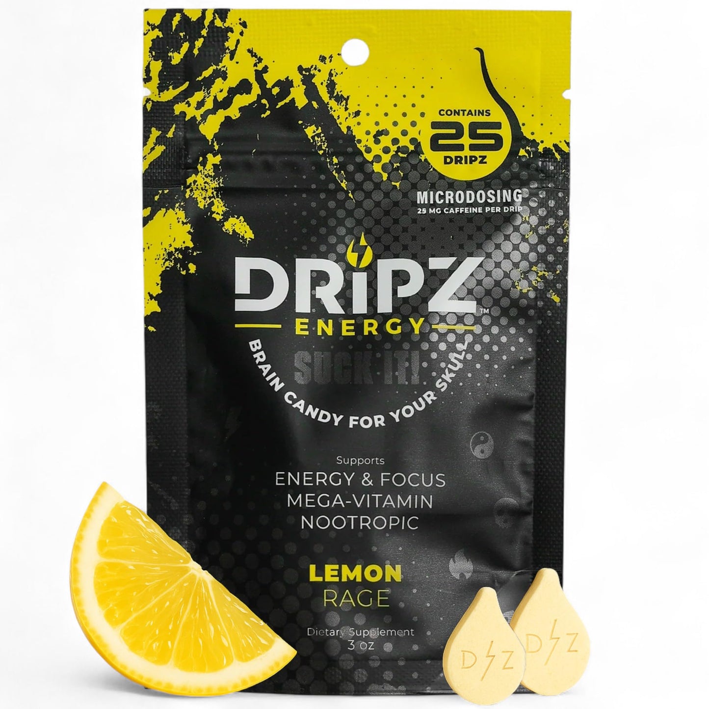 Dripz Energy Nootropic Brain Candy Caffeine Tablets, 25 Count
