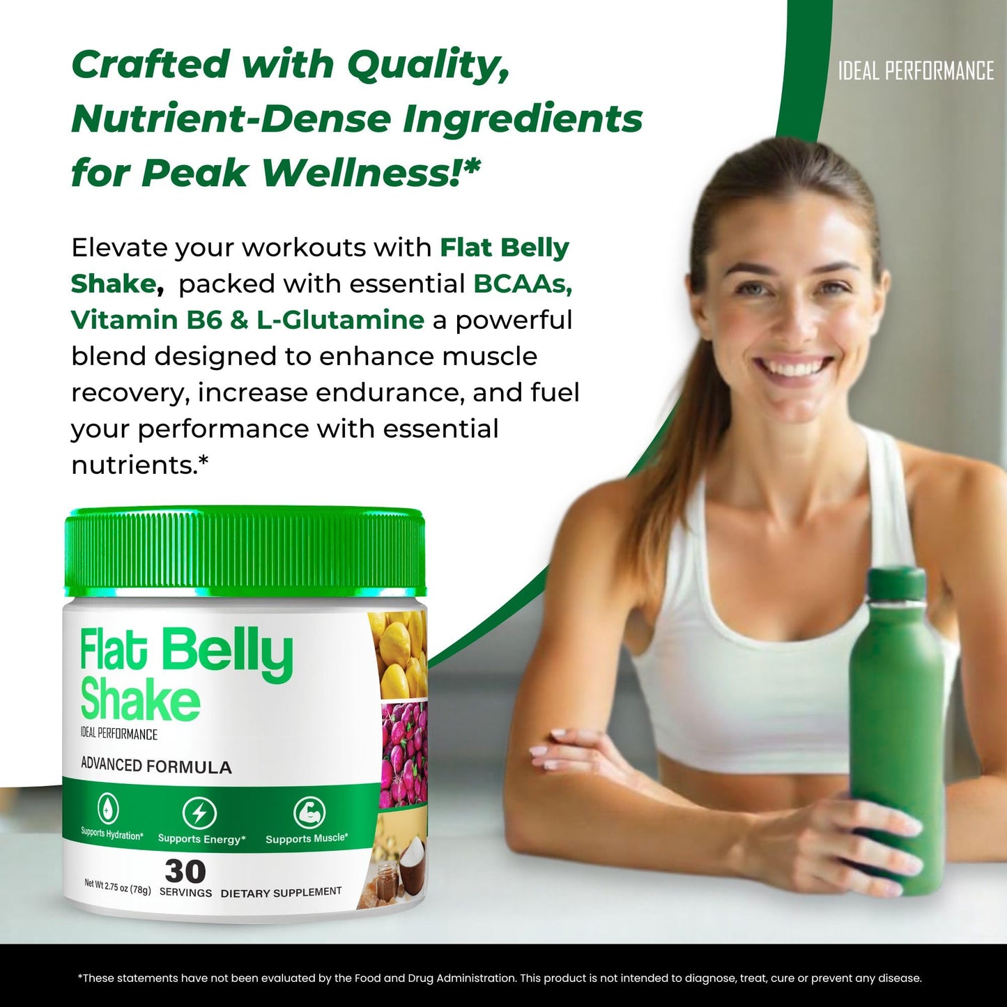 Ideal Performance Flat Belly Shake Powder, 2 oz