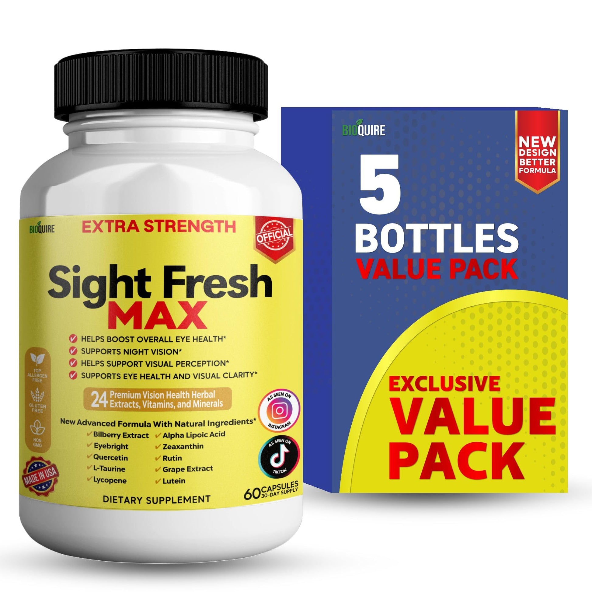 BIOQUIRE Sight Fresh MAX Vision Support Supplement 60 Capsules