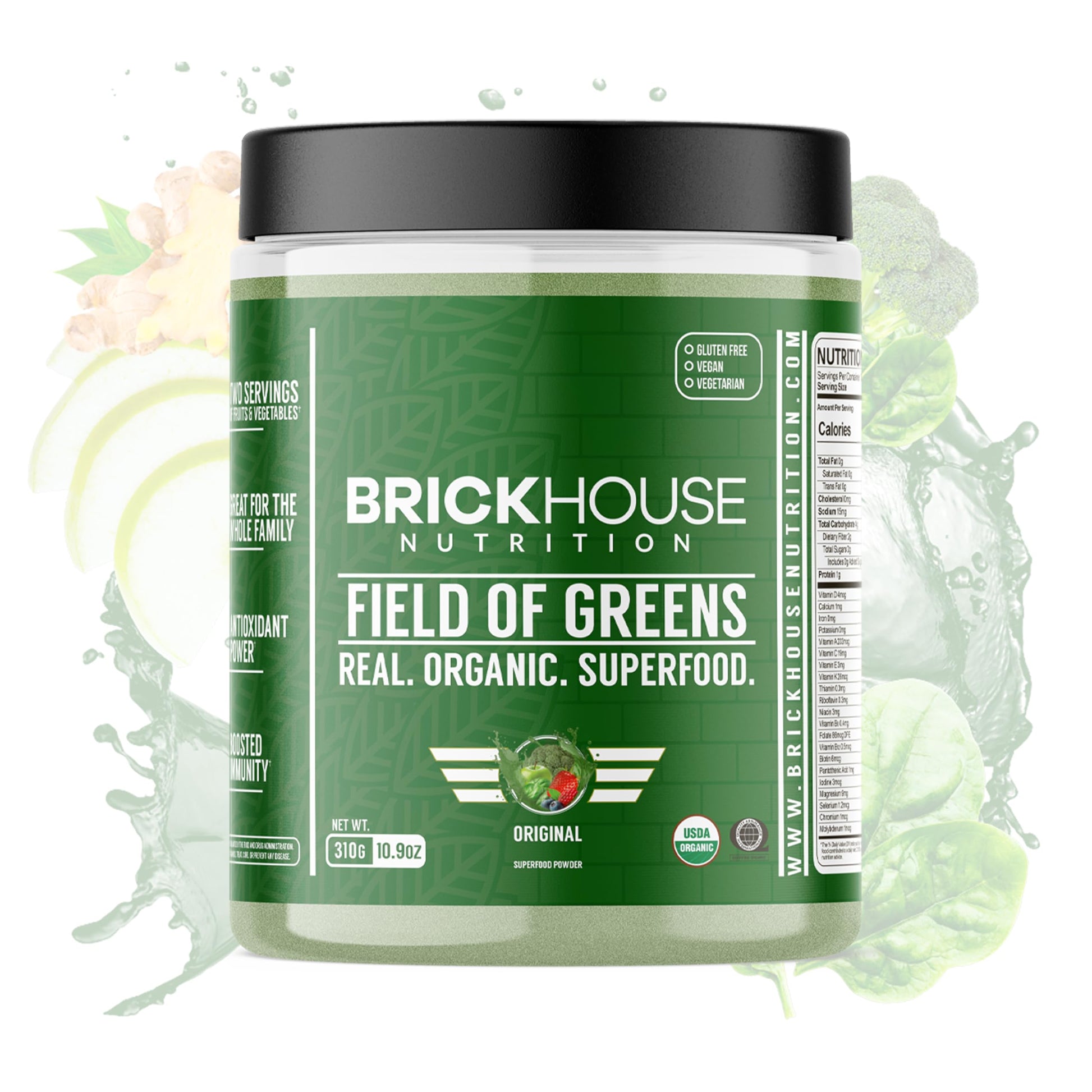 Brickhouse Nutrition Field of Greens Super Greens Powder 10.9 Ounces