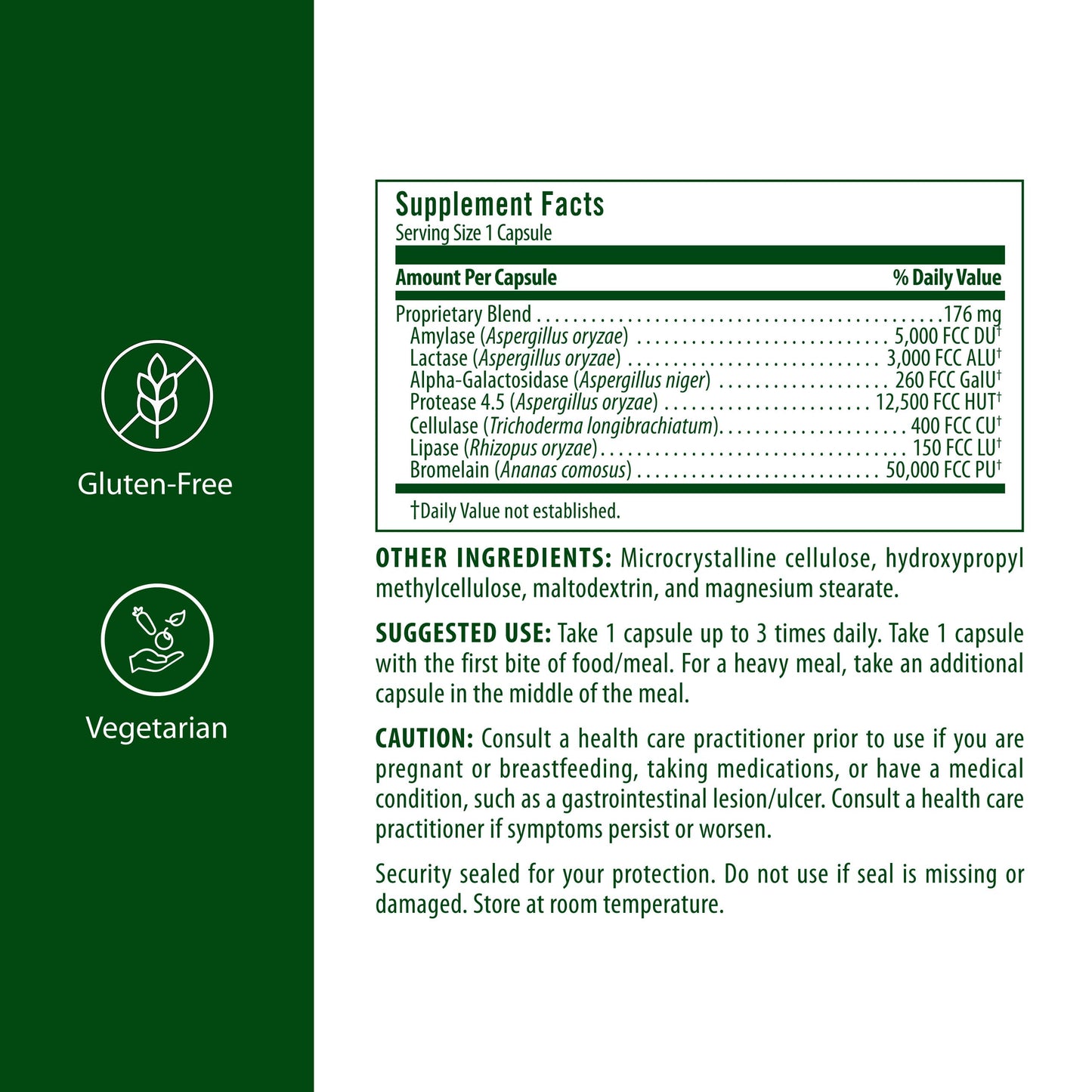 Flora Enzyme Blend of Seven Vegetarian Enzymes Capsules, 60 Count