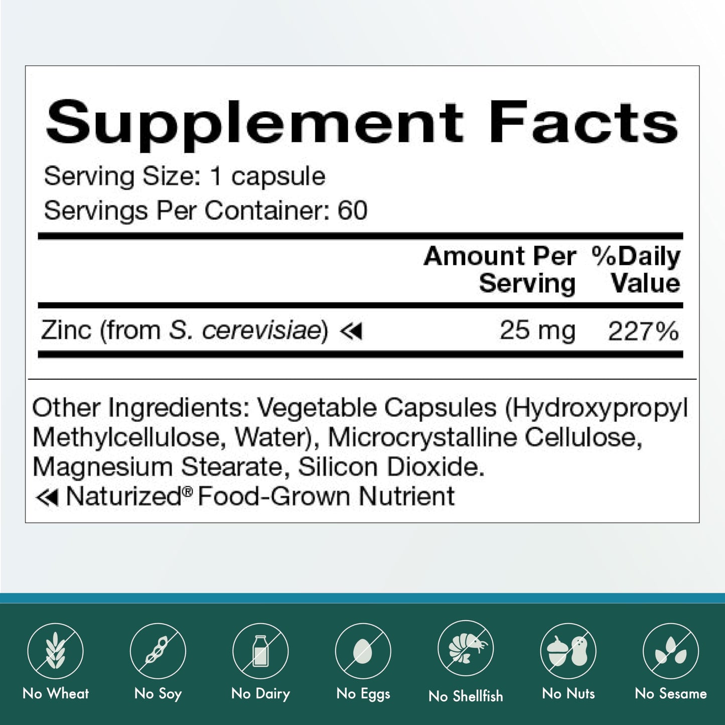 Natura Health Products 25 mg Zinc Supplement, 60 Capsules