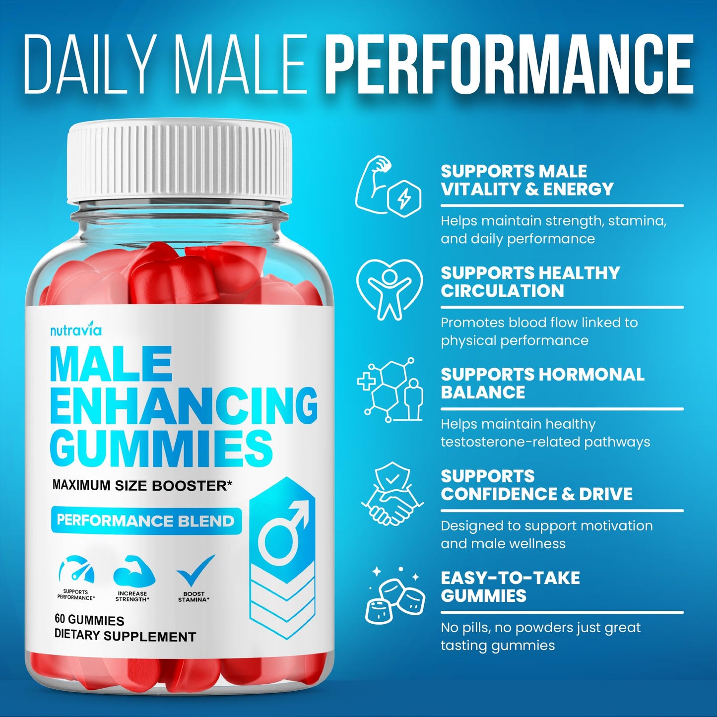 Nutravia Male Enhancing Supplement Gummies Gummy 60 Count