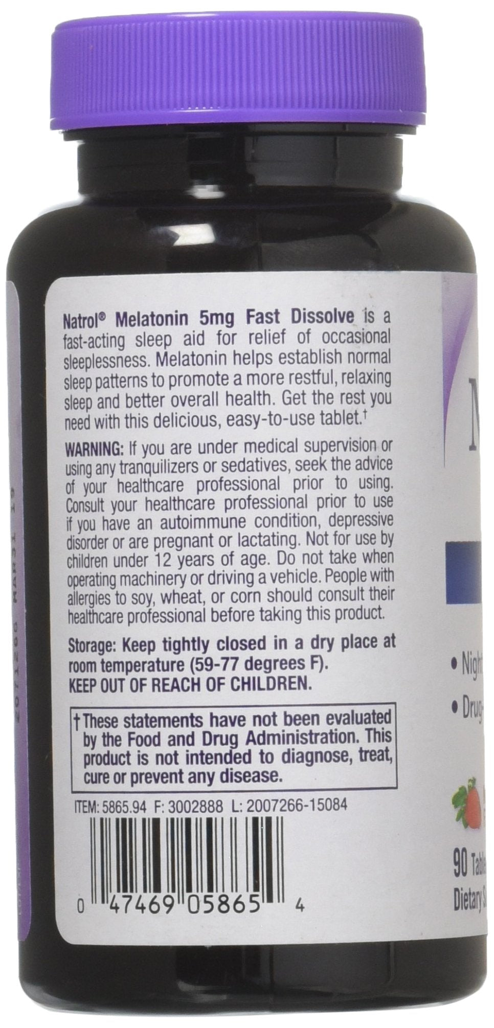 Natrol Melatonin Fast Dissolve 5 mg Tablet, 90 Tablets
