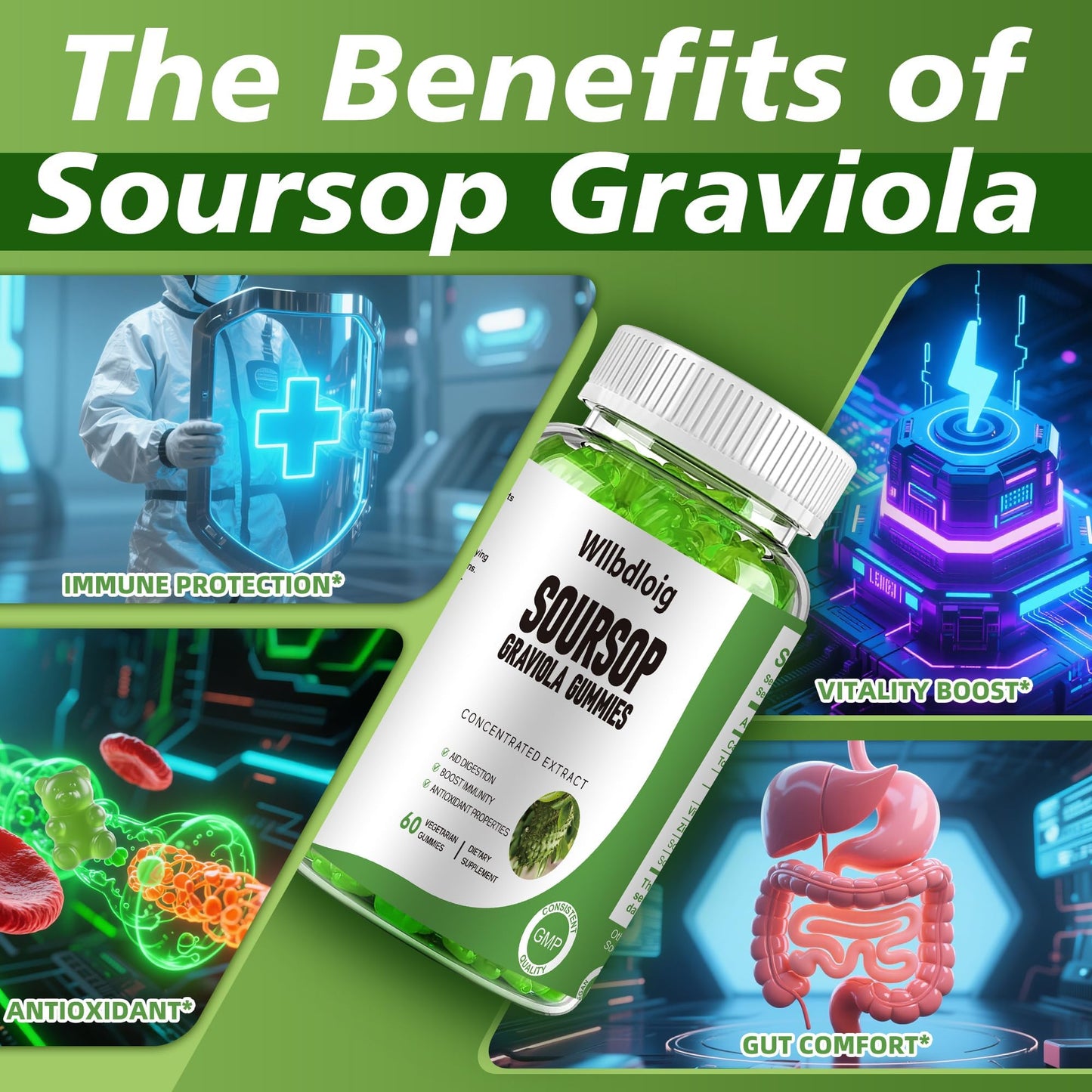 Wllbdloig Soursop Graviola Gummies 2 Pack