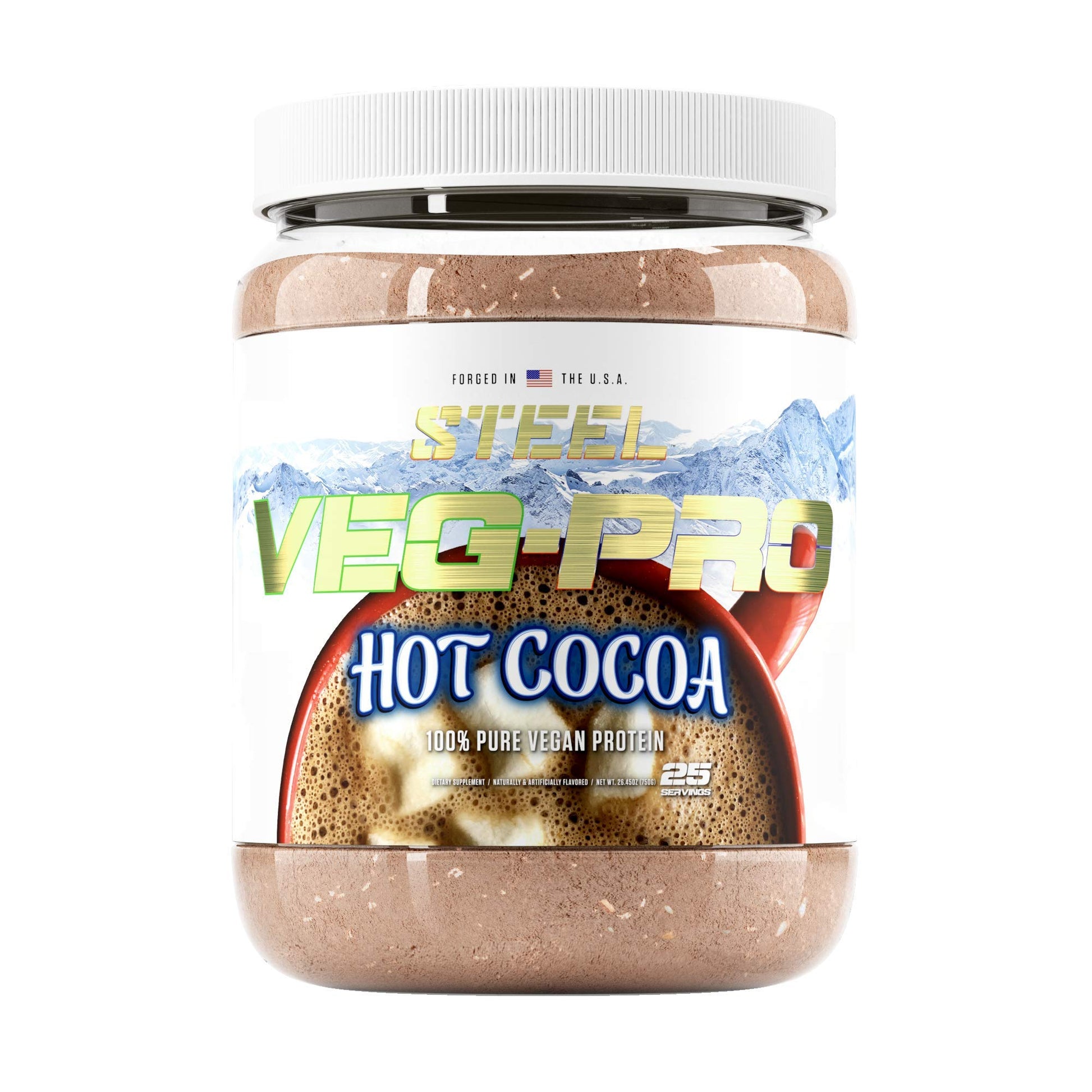 Steel Supplements Veg-PRO Vegan Protein Powder Hot Cocoa, 1.65 lb